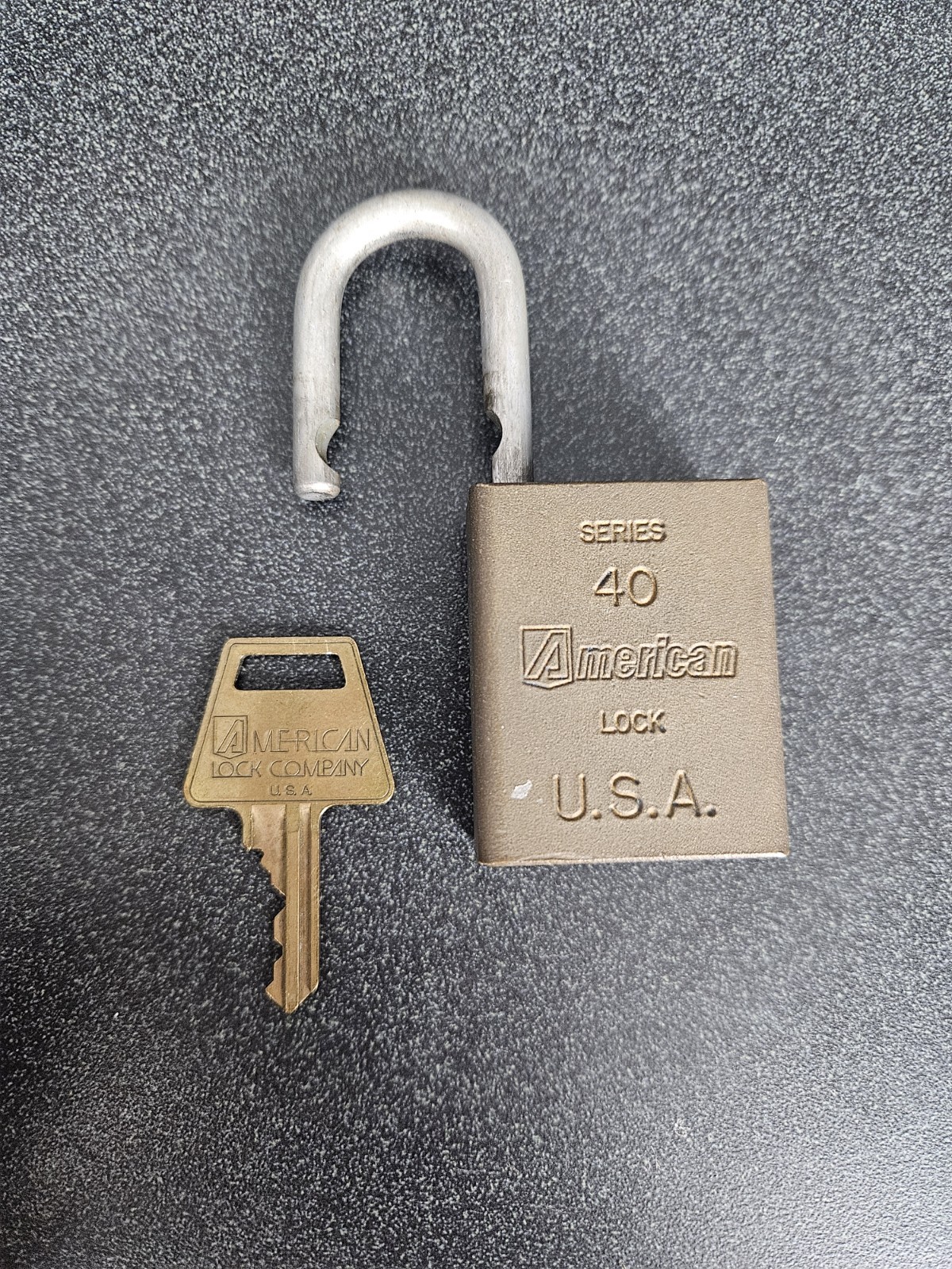 Vintage American Lock Company Series 40 USA Hardened Steel Padlock Series w/ Key