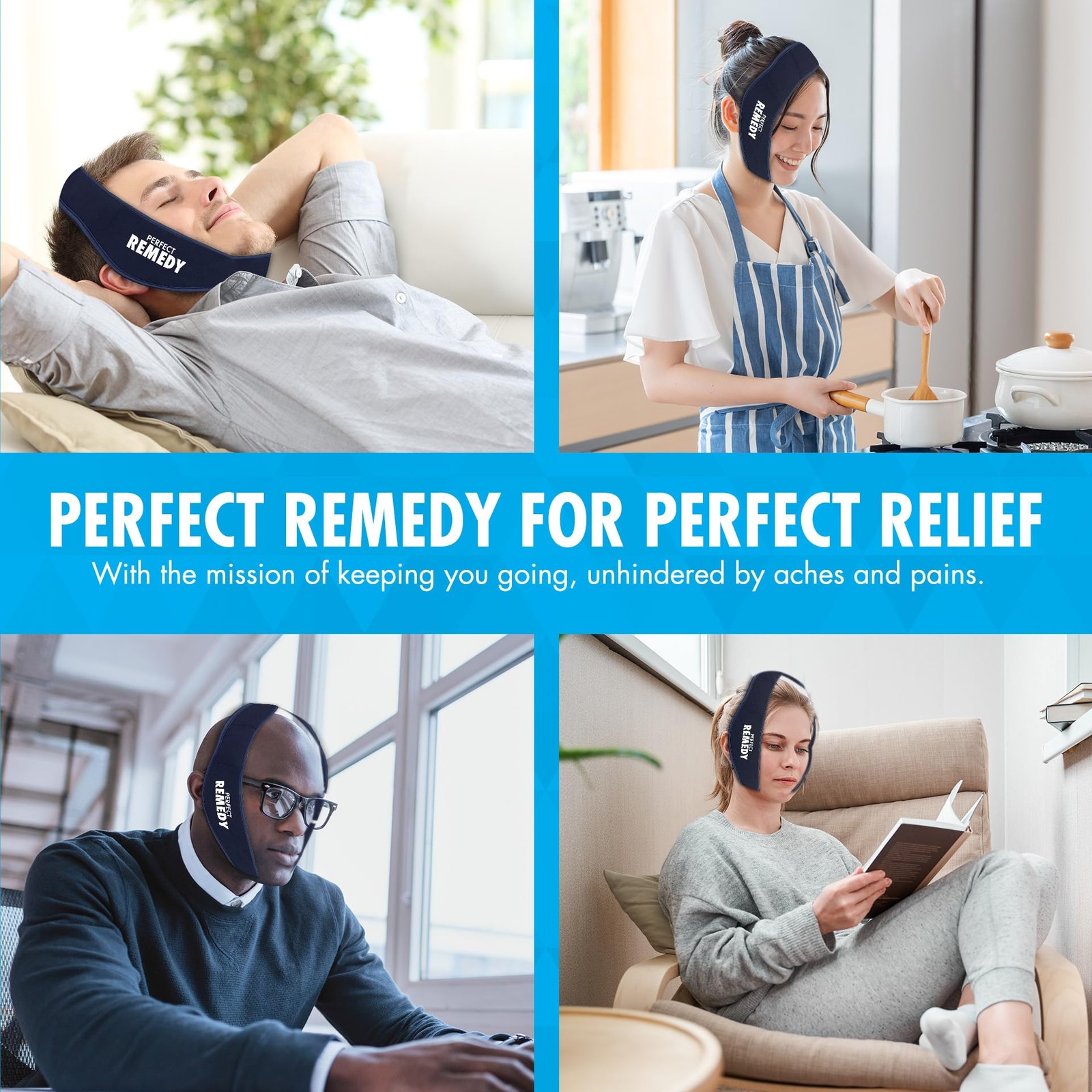 Perfect Remedy Wisdom Teeth Ice Pack Head Wrap - Reusable Cold Regular, Blue