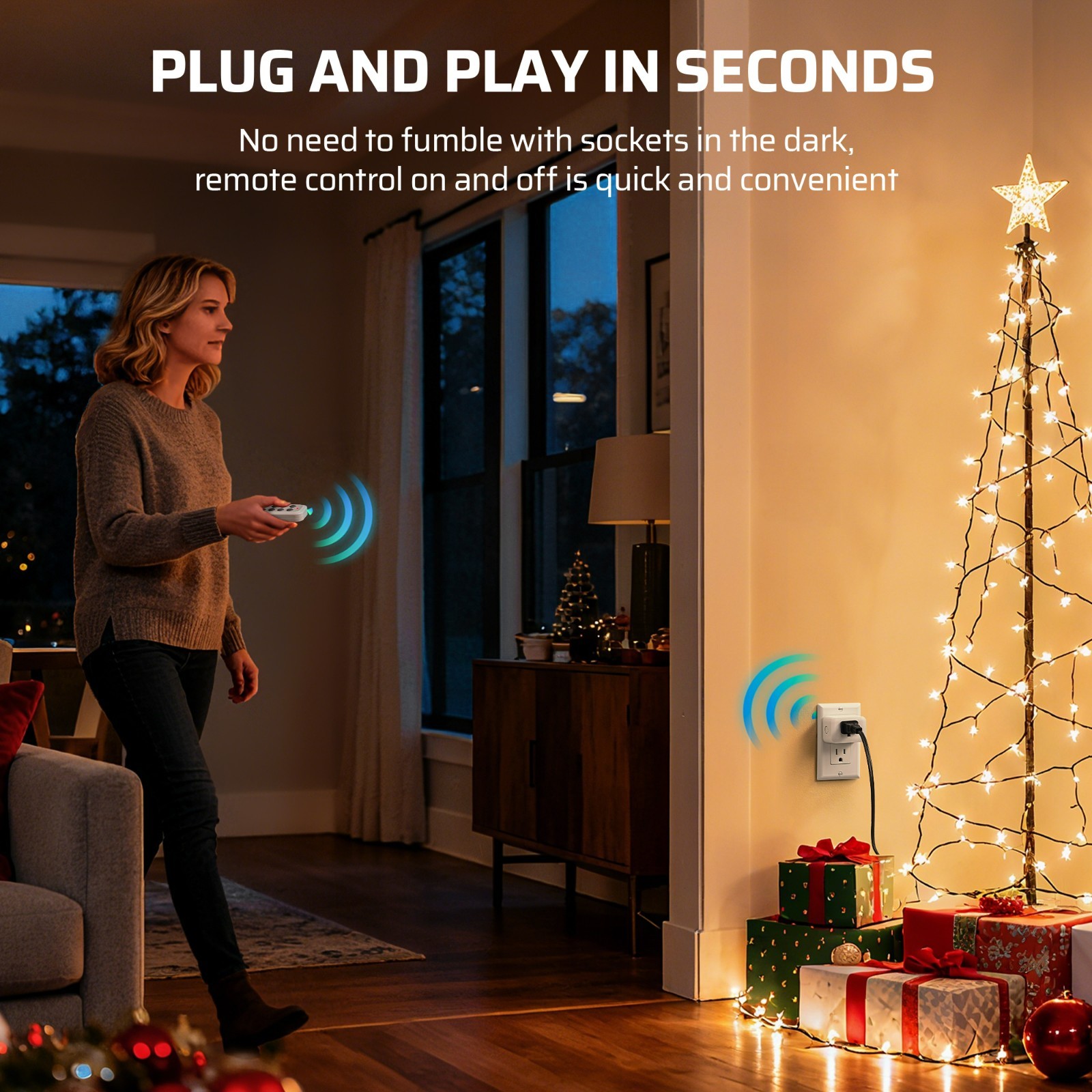 DEWENWILS Wireless Remote Outlets (3 Outlets + 1 Remote) - 100ft RF,UL
