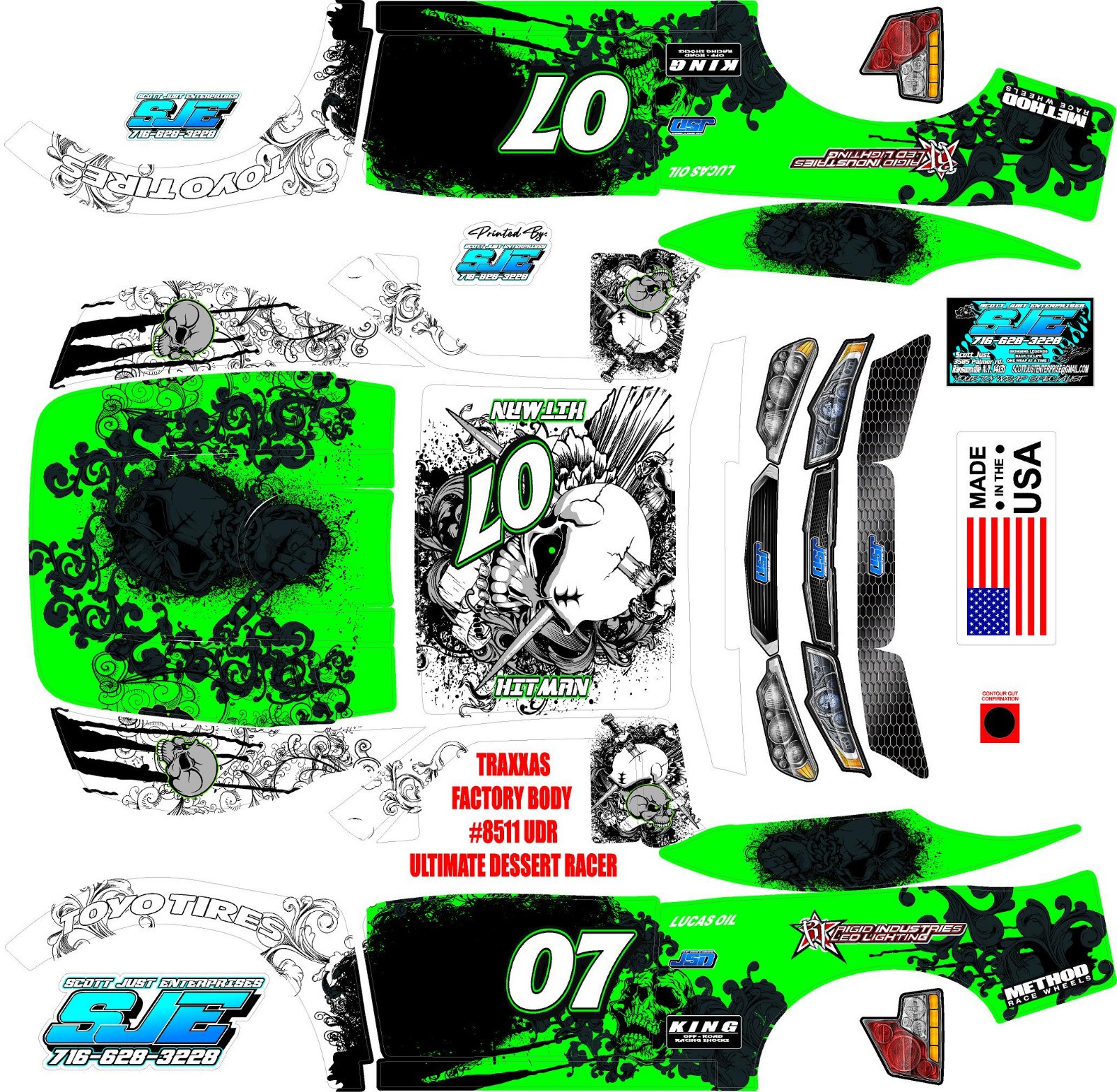 TRAXXAS UDR ULTIMATE DESERT RACER TROPHY TRUCK BJME1 Theme  wrap decals stickers