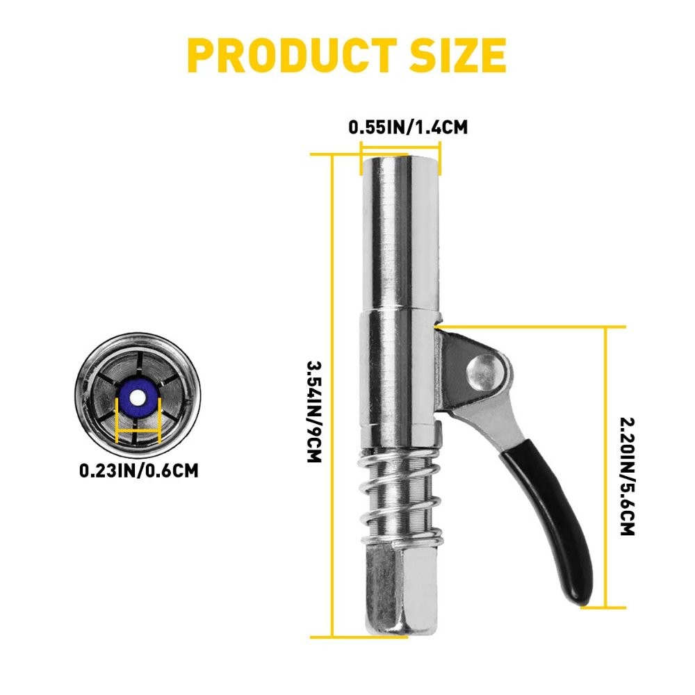 1 Pack Grease Gun Coupler High-Pressure Quick Release Lock Oil Injection Nozzles