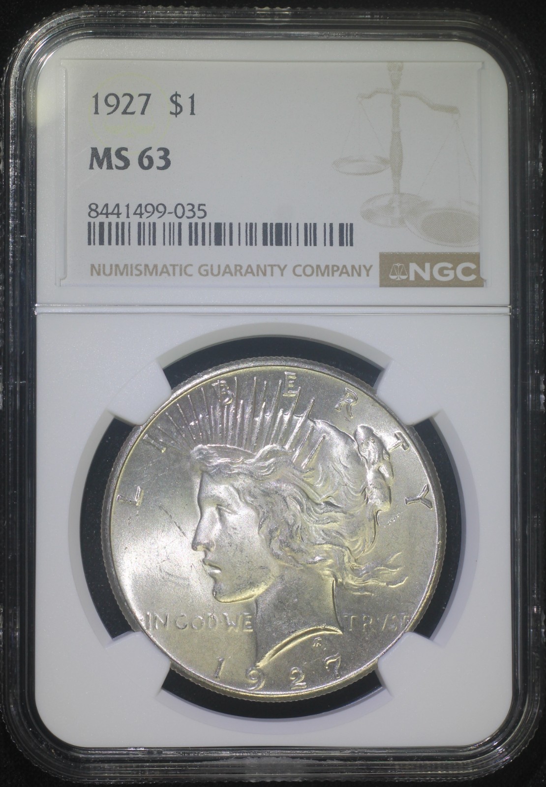 1927 P Peace Silver Dollar NGC MS63 Choice BU Low Mintage Well Struck Coin
