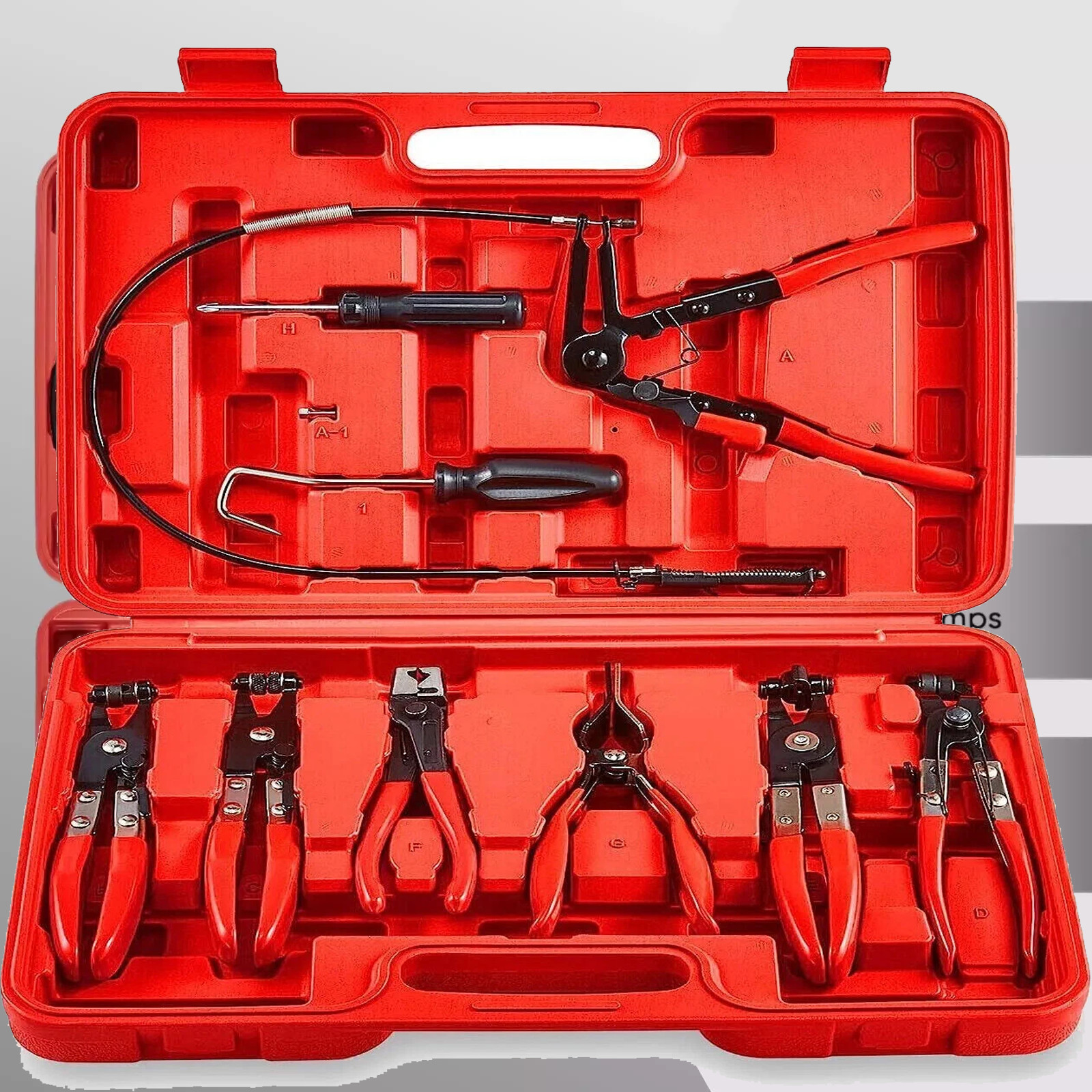 Hose Clamp Clip Remover Pliers Wire Long Reach Kit Fuel Oil Water Hose Tool 10PC