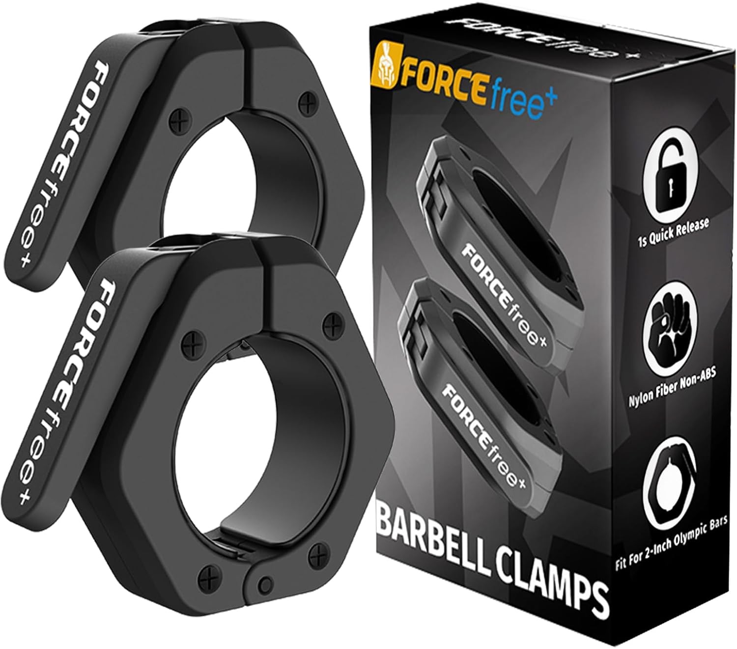 Barbell Clips (Pair), Clamps, Quick Release Olympic BLACK