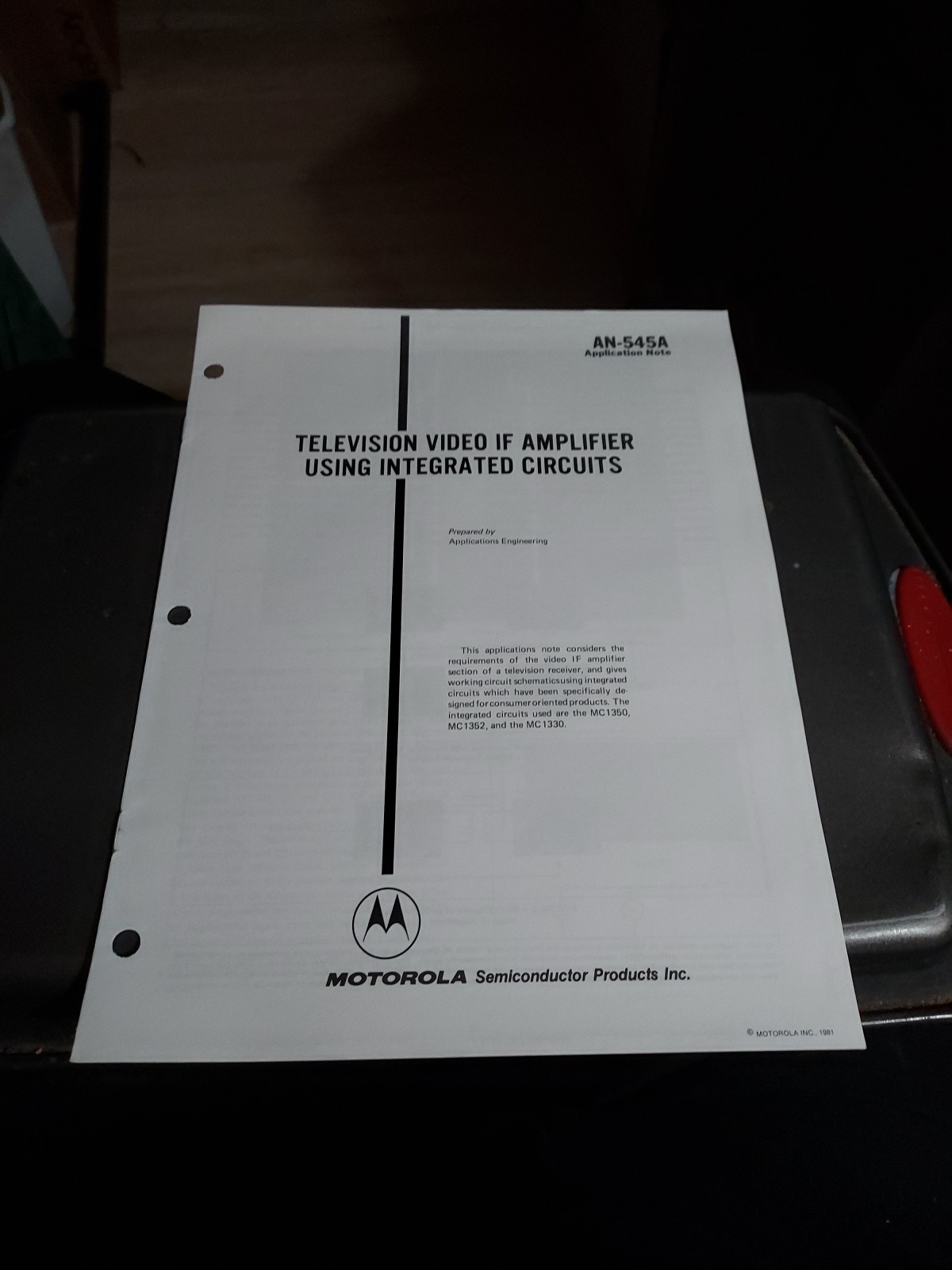 Motorola AN 545A Television Video IF Amplifier Using Integrated Circuits
