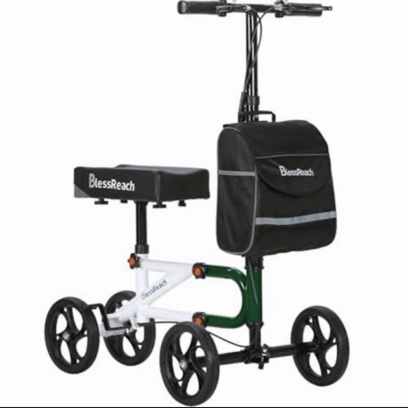 BlessReach Knee Scooter Walker Steerable Knee Walker Crutch Alternative Bag