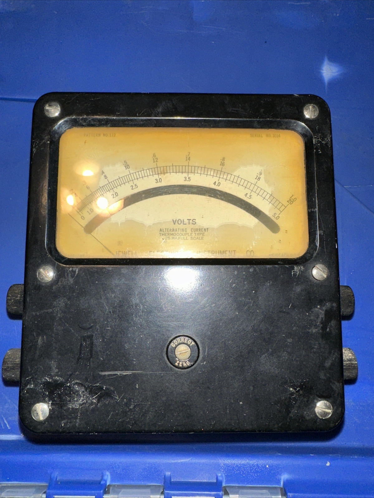VTG JEWELL VOLTS DIRECT CURRENT METER - VOLTMETER - NO GLASS