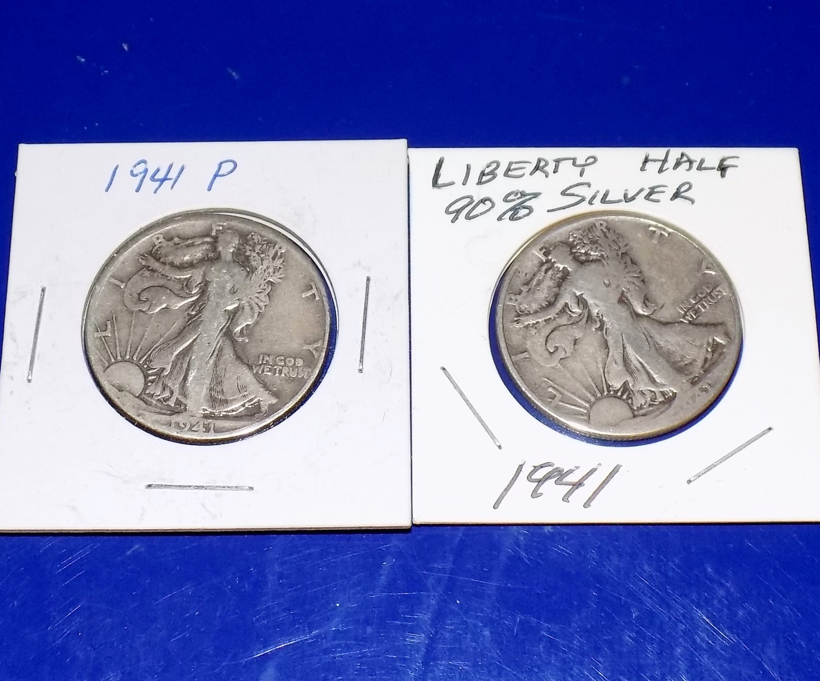 Two 1941-P Walking Liberty 90% Silver Half Dollars