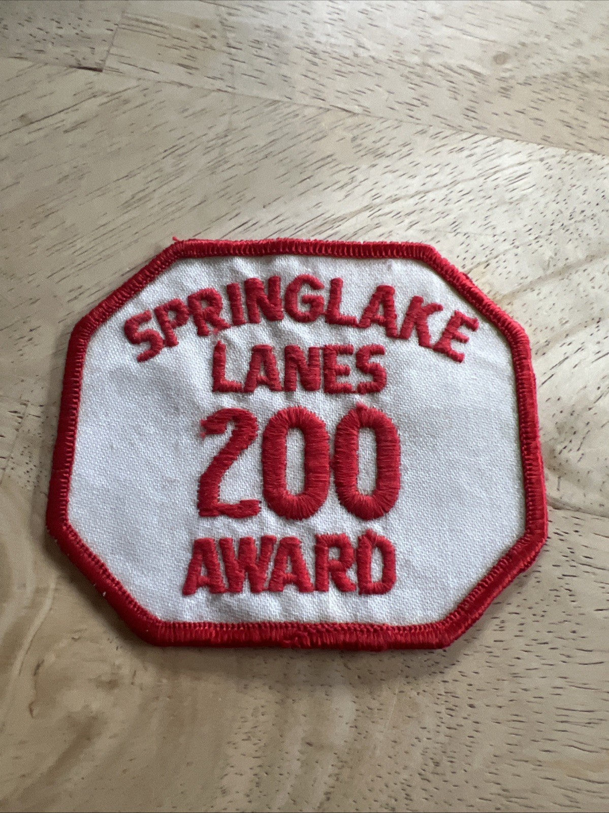 Vintage bowling Spring Lake lanes 200 award patch