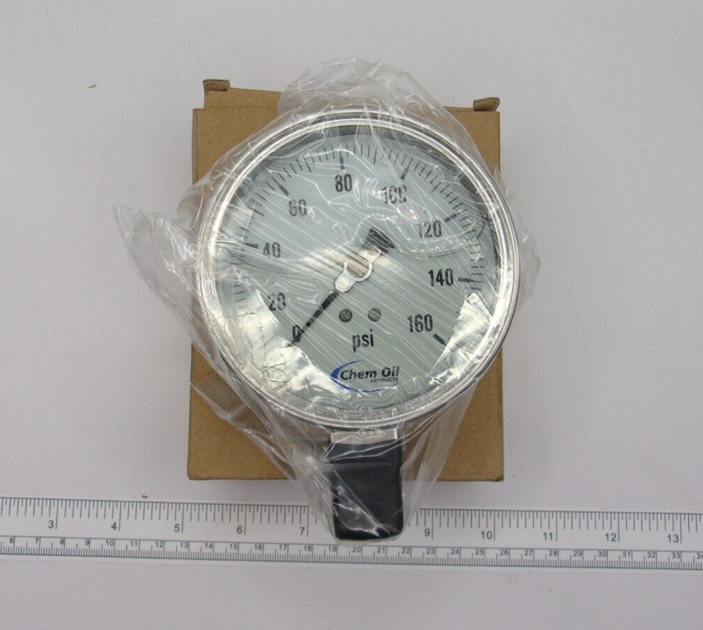 CHEM OIL, 310L-402F, PRESSURE GAUGE, 4", 0-160PSI, LM 1/2" NPT, 1154A