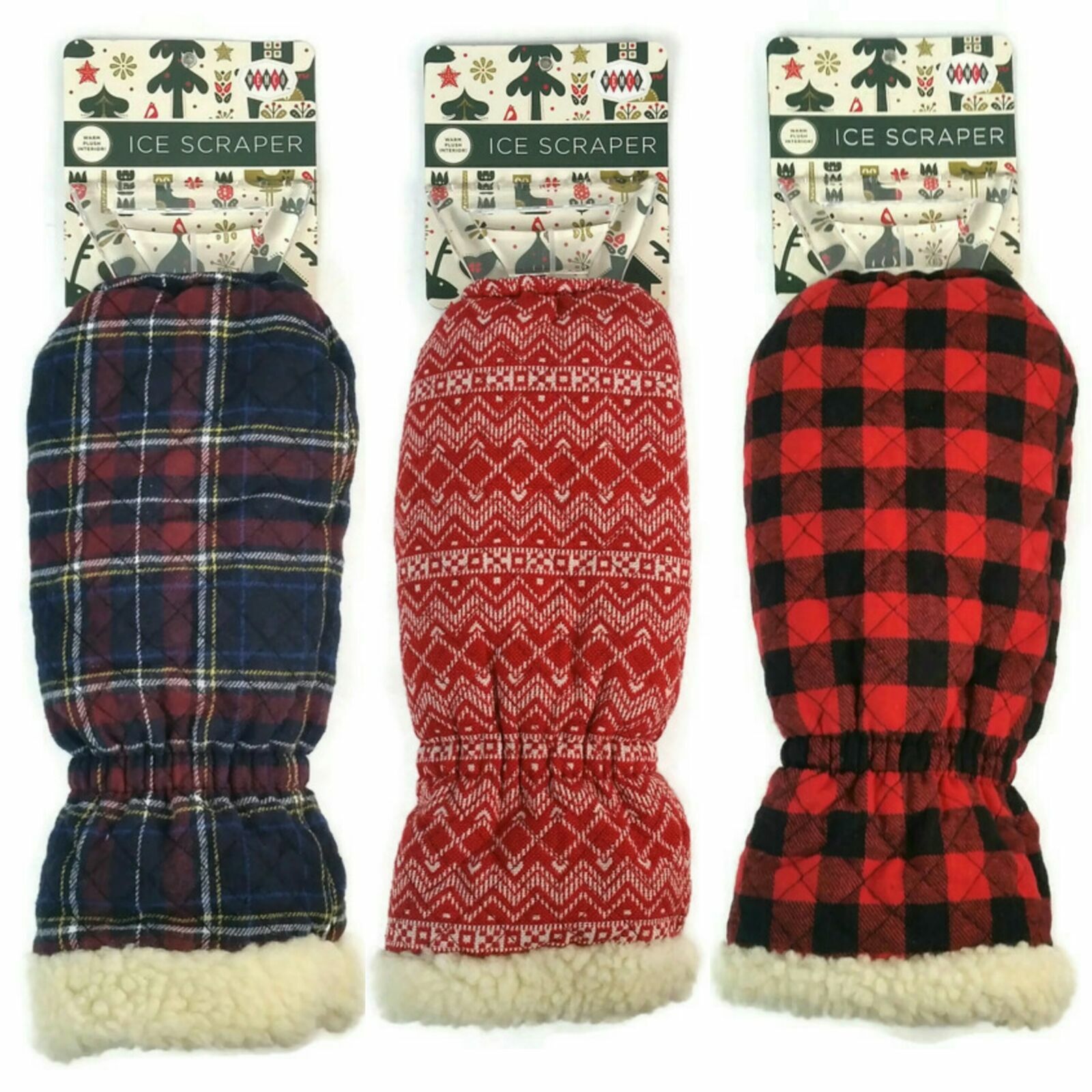 Ice Snow Scraper Mitt Warm Sherpa Lined Glove Car Window Windshield Winter WEMCO