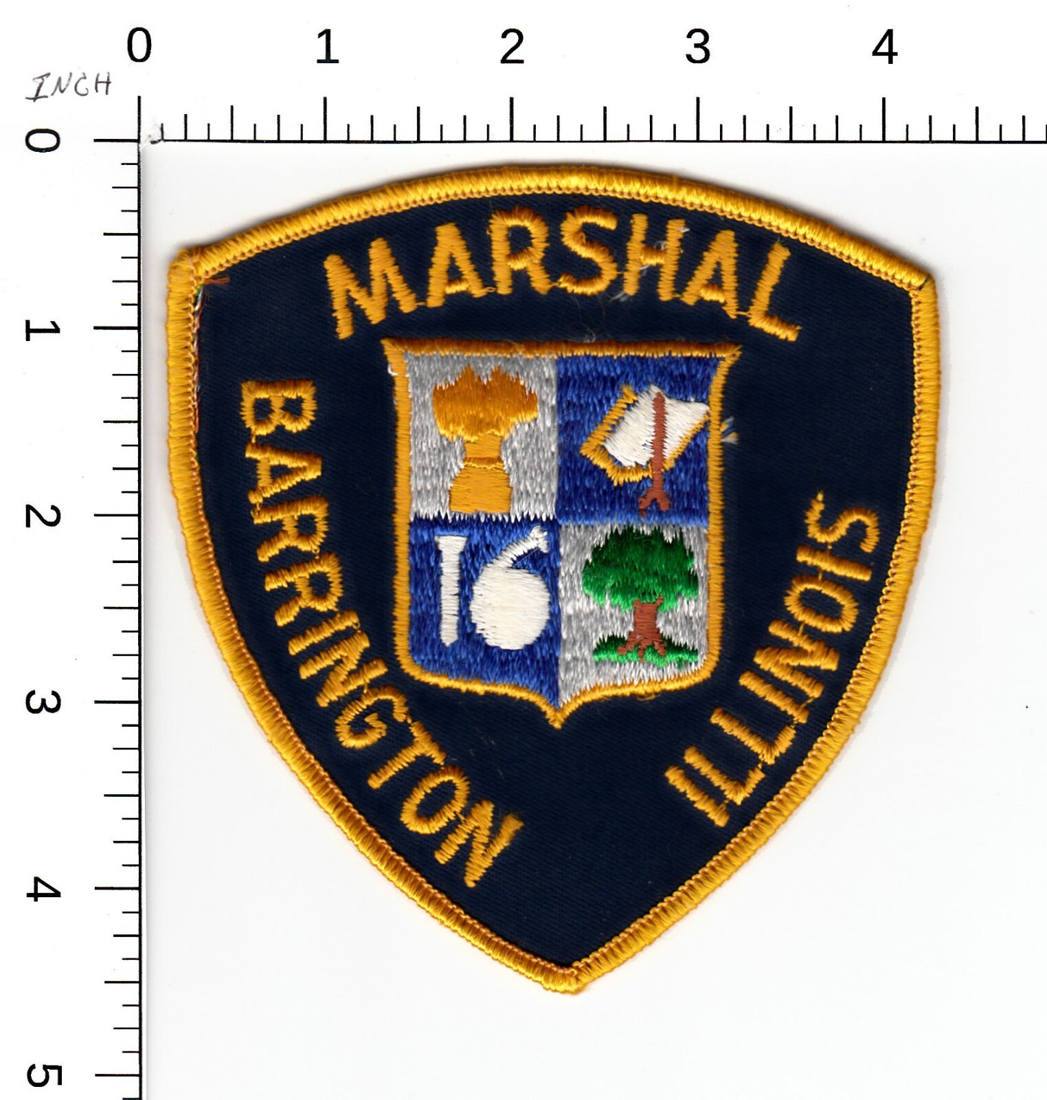 MARSHAL -- VINTAGE BARRINGTON ILLINOIS POLICE COLLECTIBLE CC BACKING PATCH