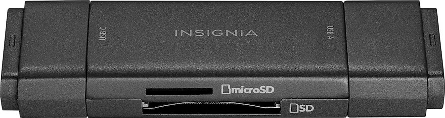 Insignia™ - USB-C/USB 3.0 to SD and microSD Memory Card Reader - Black