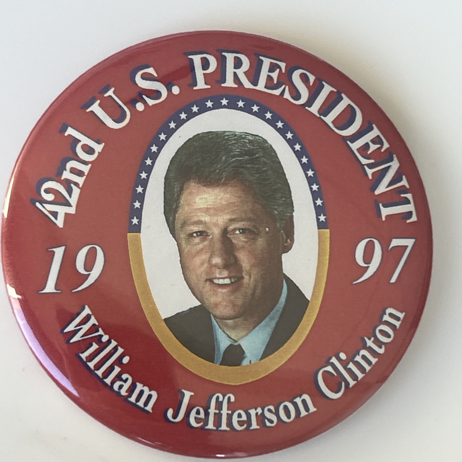 42nd U.S. PRESIDENT 1997 William Jefferson Clinton 3”  pinback button pin