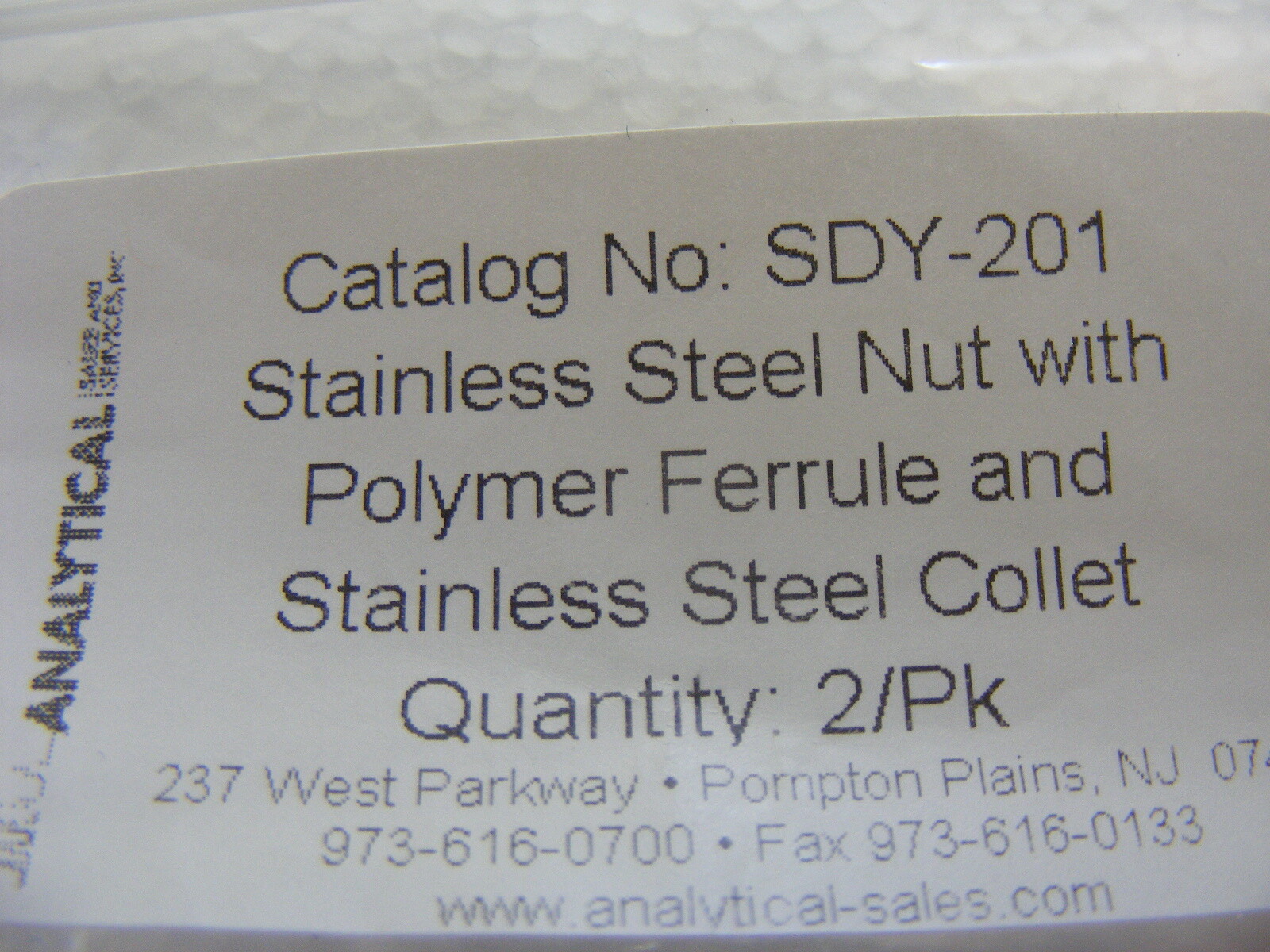 (6) Analytical SDY-201 Double Ferrule Fingertight Stainless Steel Fitting