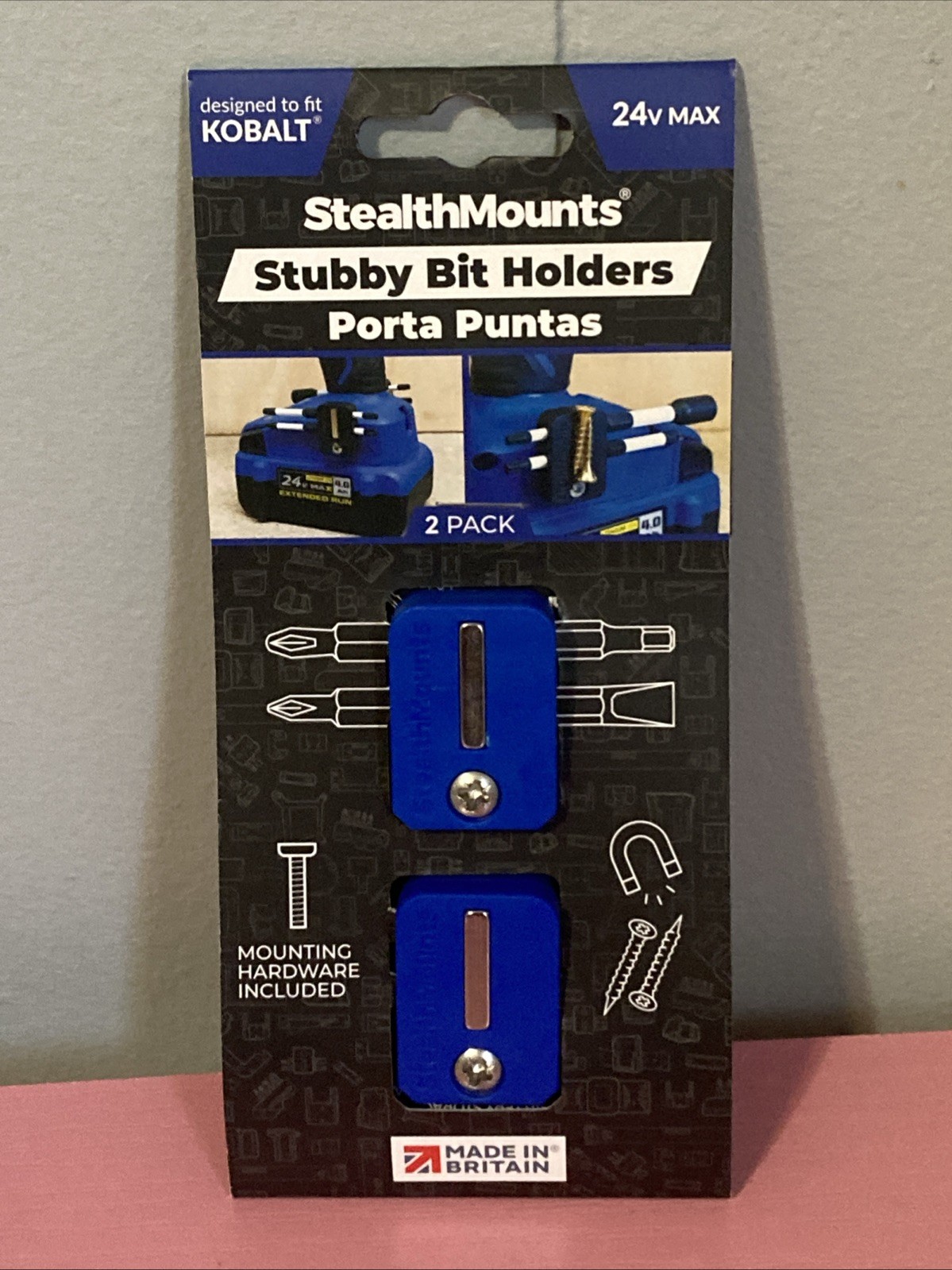 StealthMounts Plastic Magnetic  Magnetic Bit Holders Kobalt 24v (Blue, 2 Pack)