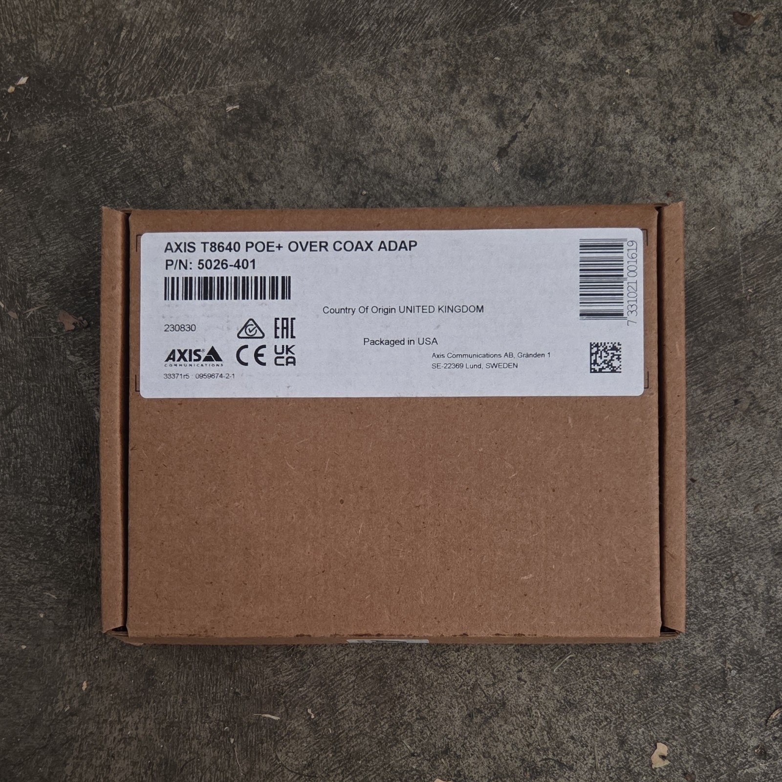 Axis T8640 POE+ Over Coax Adapter Coaxial Connectivity Model T8640 MPN 5026-401