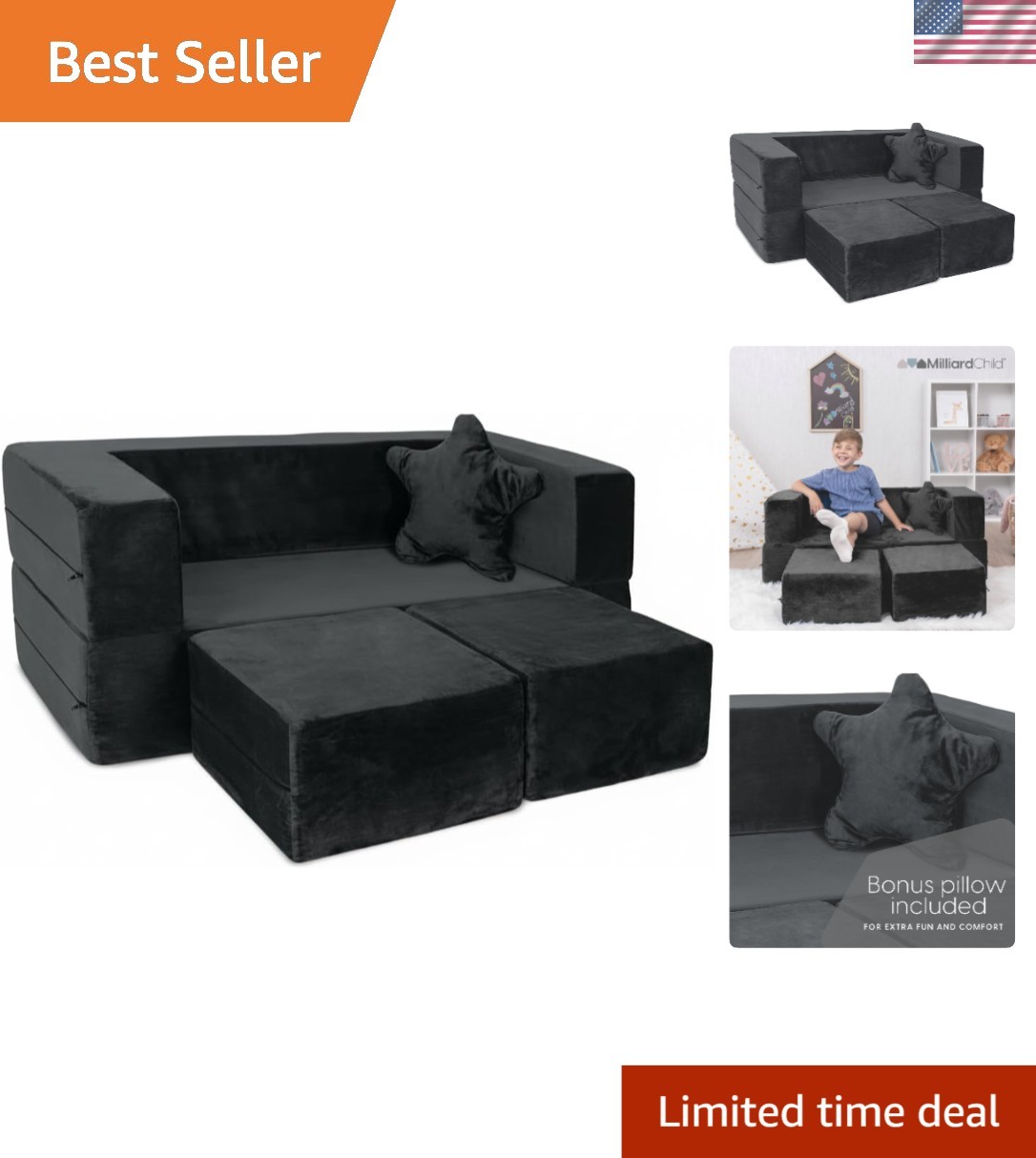 Durable Kids Loveseat with Removable Cover - Fun for Playtime Adventures
