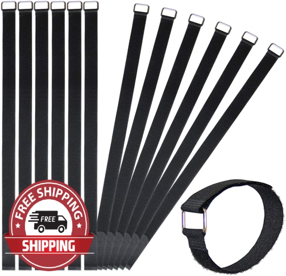 12 Pack 24 Inch Reusable Fastening Cable Straps Hook and Loop Cinch Cable Ties