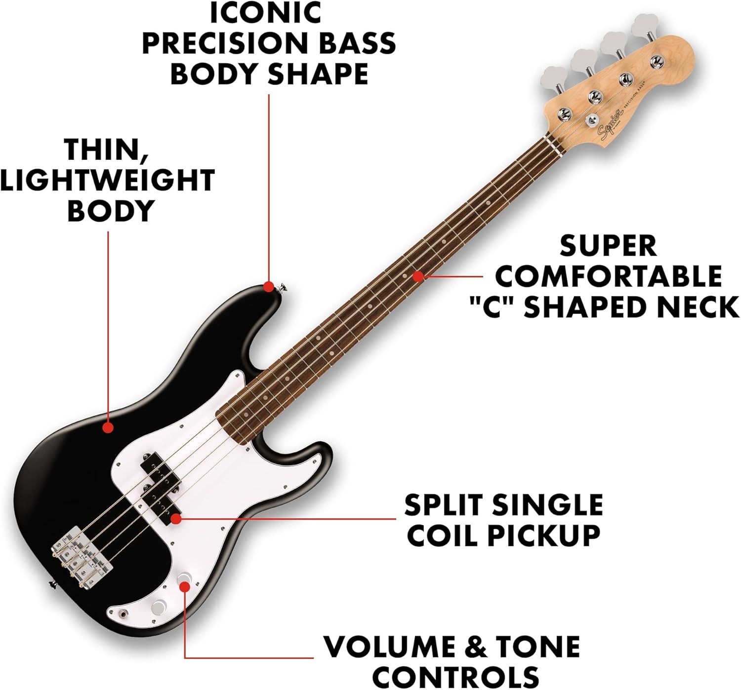 Squier Debut Series Precision Bass Black with Lessons
