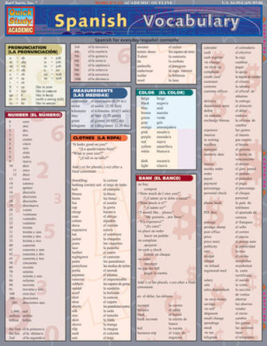 Spanish Vocabulary (Quickstudy: Academic) - Pamphlet - VERY GOOD