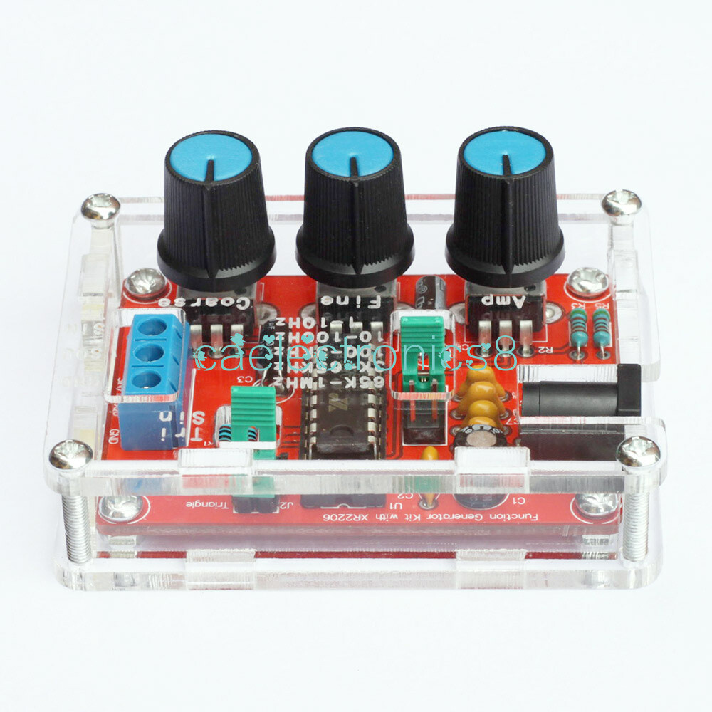 XR2206 Function Generator DIY Kit Sine Triangle Square Output 1HZ-1MHZ +Case