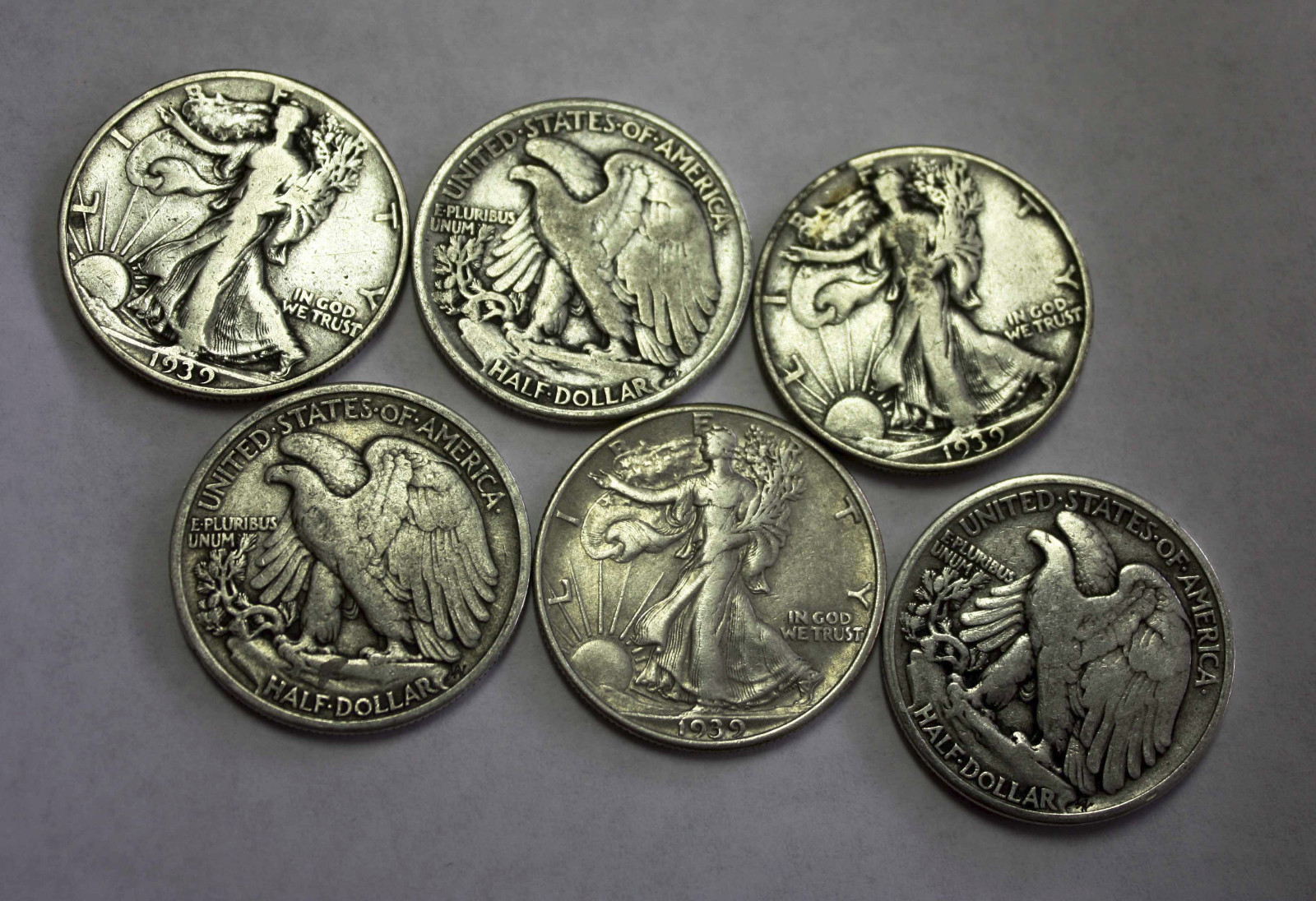 1939-p Walking Liberty Half. Average Grade of Coin You Receive is Photographed