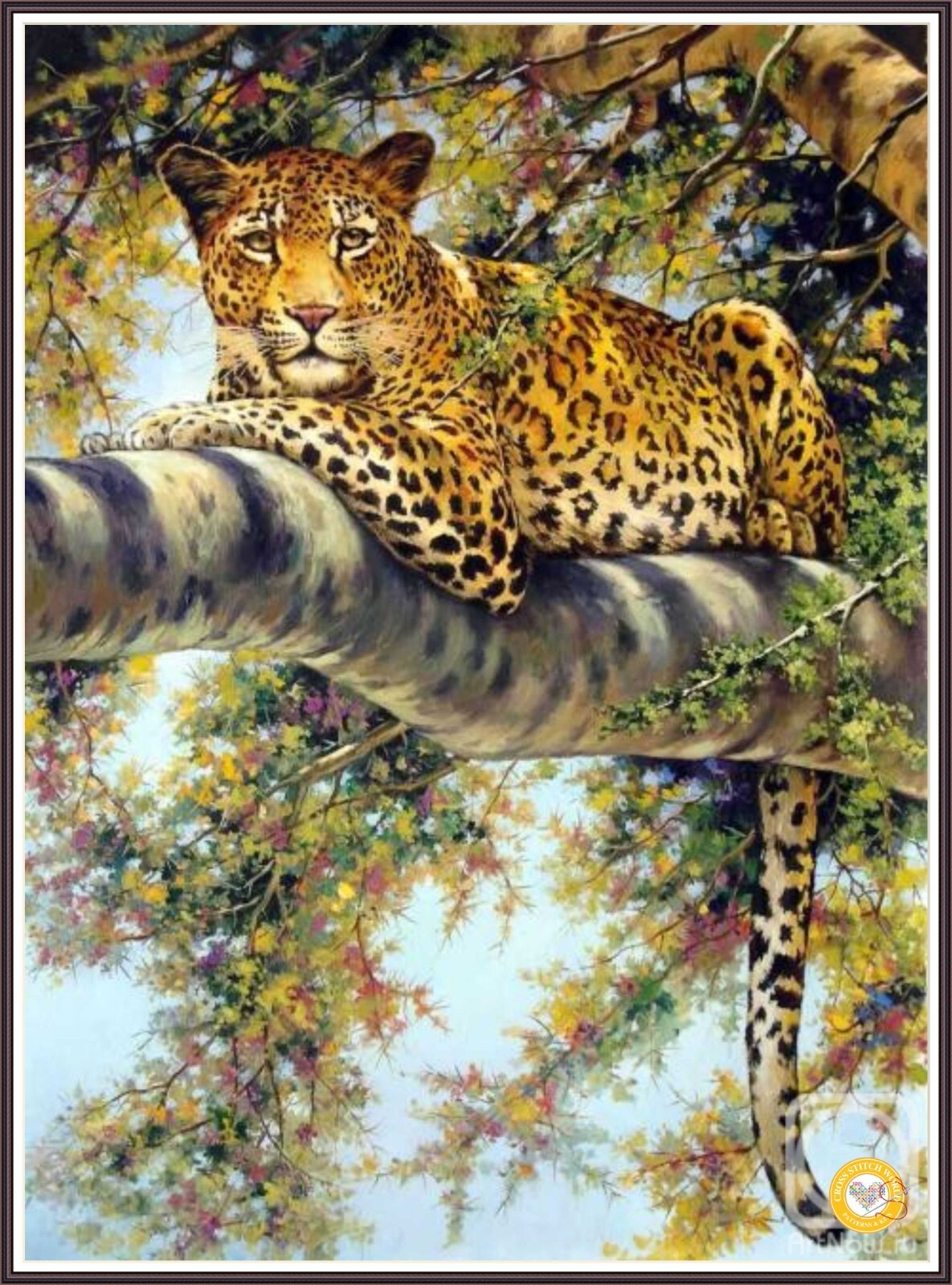 Leopard in repose 1036 Chart Counted Cross Stitch Pattern Needlework