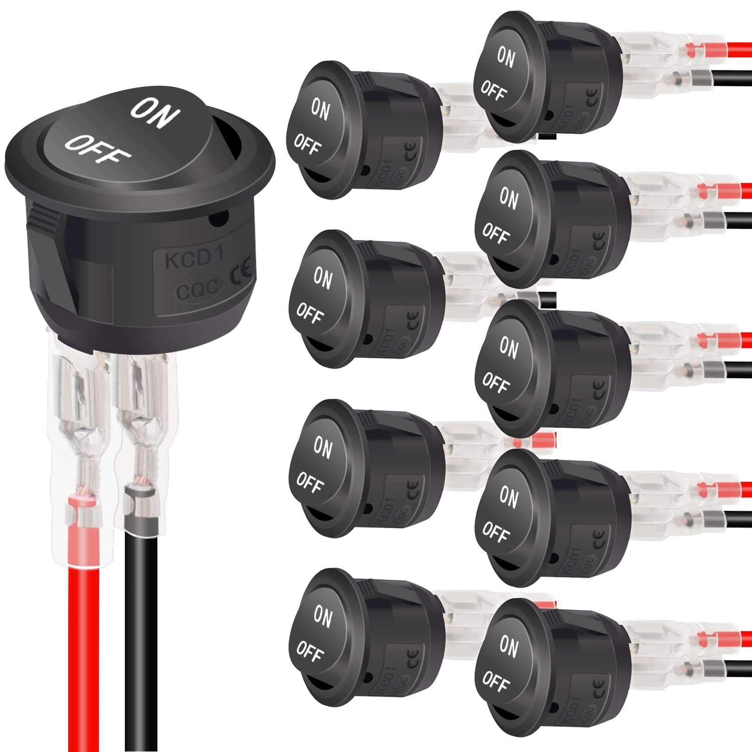 /10Pcs 12V Round Rocker Switch ON Off AC 6A/250V 10A/125V SPST 2 Pin 2 Positi...