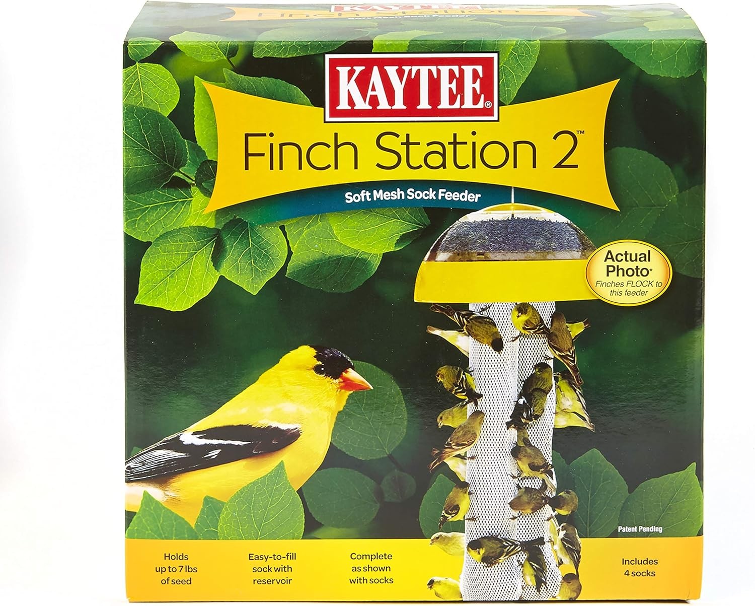 Kaytee Wild Bird Finch Station 2 Soft Mesh Sock 2 Count (Pack of 1), Yellow