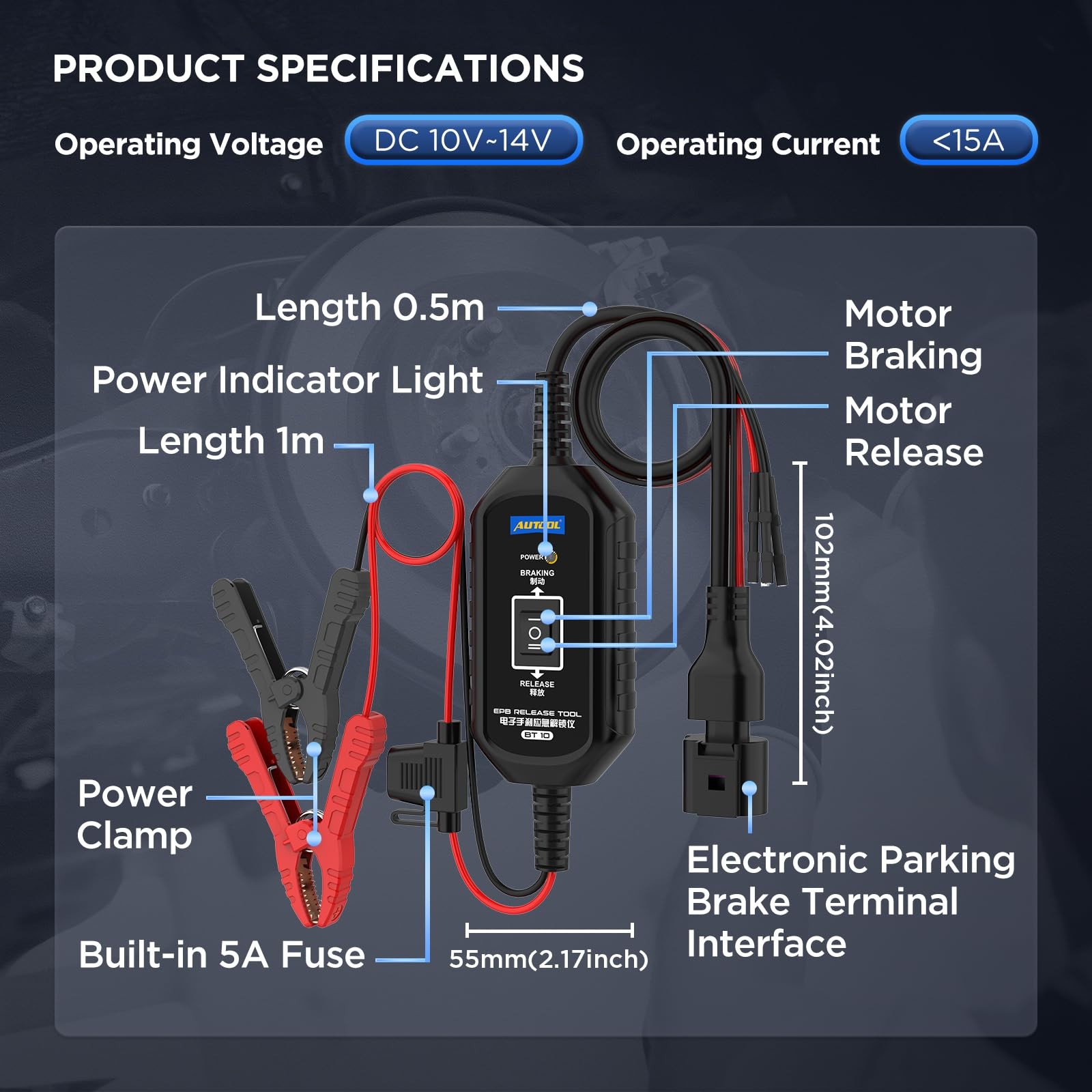 AUTOOL EPB Emergency Release Tool, Dual-Channel Brake & Reverse Control Black