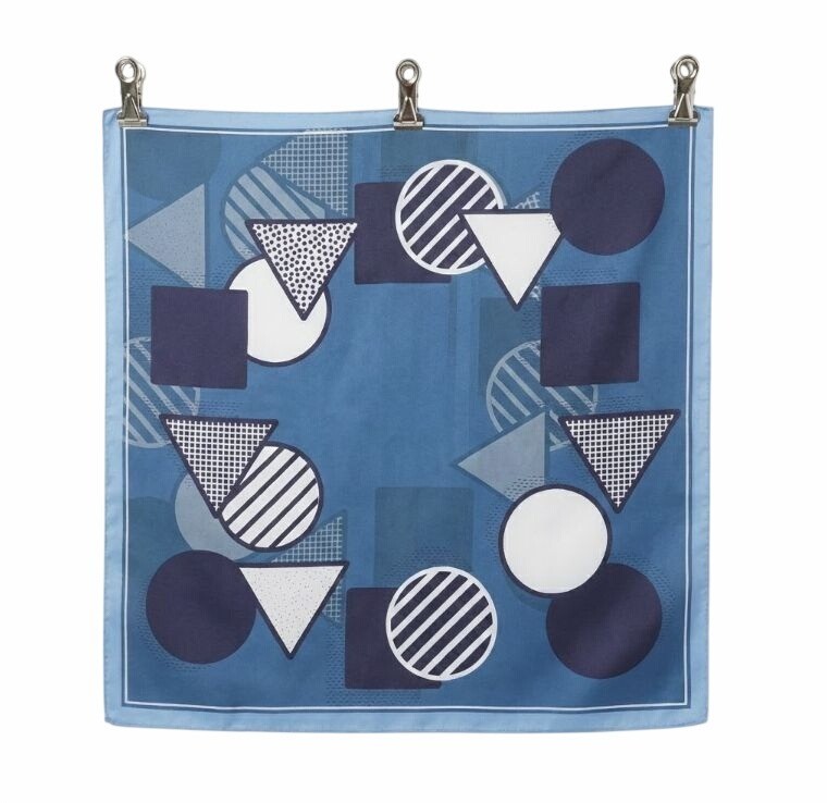 ✨Geometric Scarf Retro Silky Square Neck Wrap Abstract Accessory Hijab Blue New