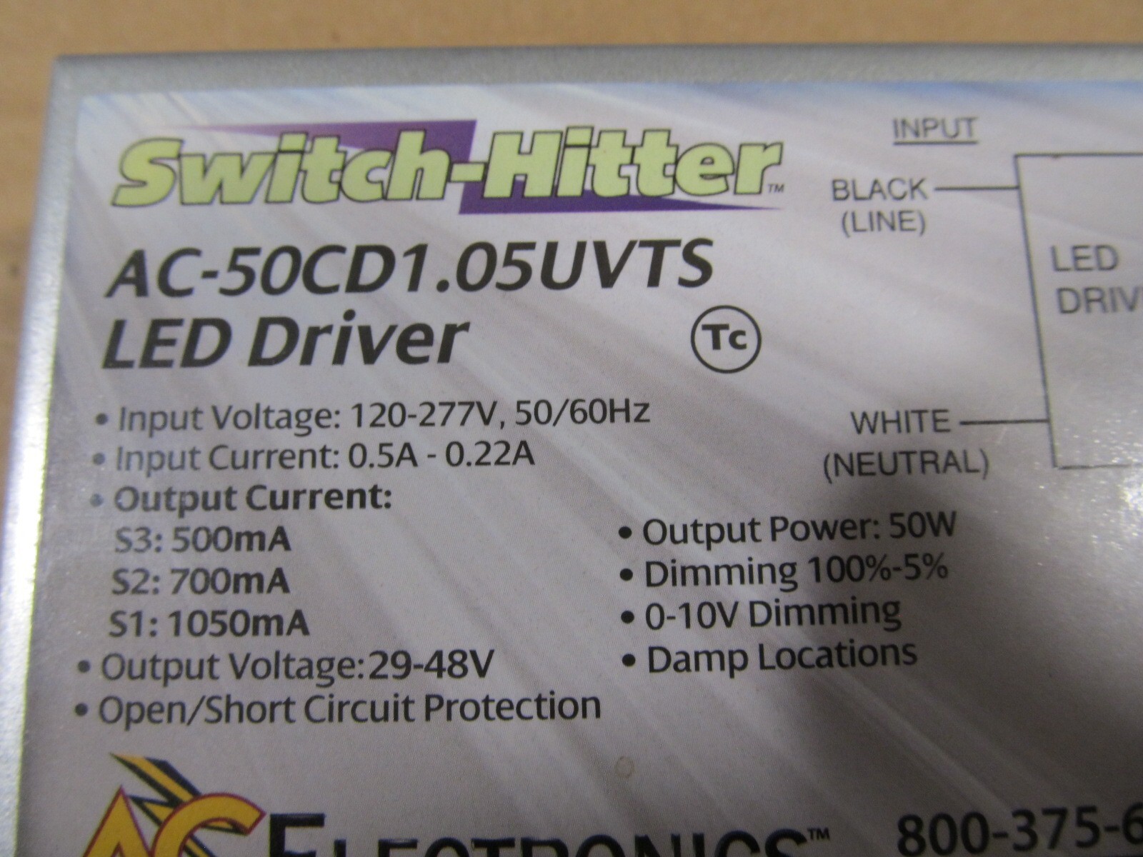 AC Electronics AC-50CD1.05UVTS Switch-Hitter LED Driver