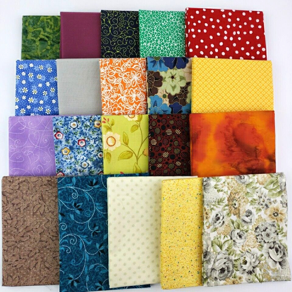20 Fat Quarters 100% Cotton Fabric Quilting Sewing Crafts Multi Prints Colors