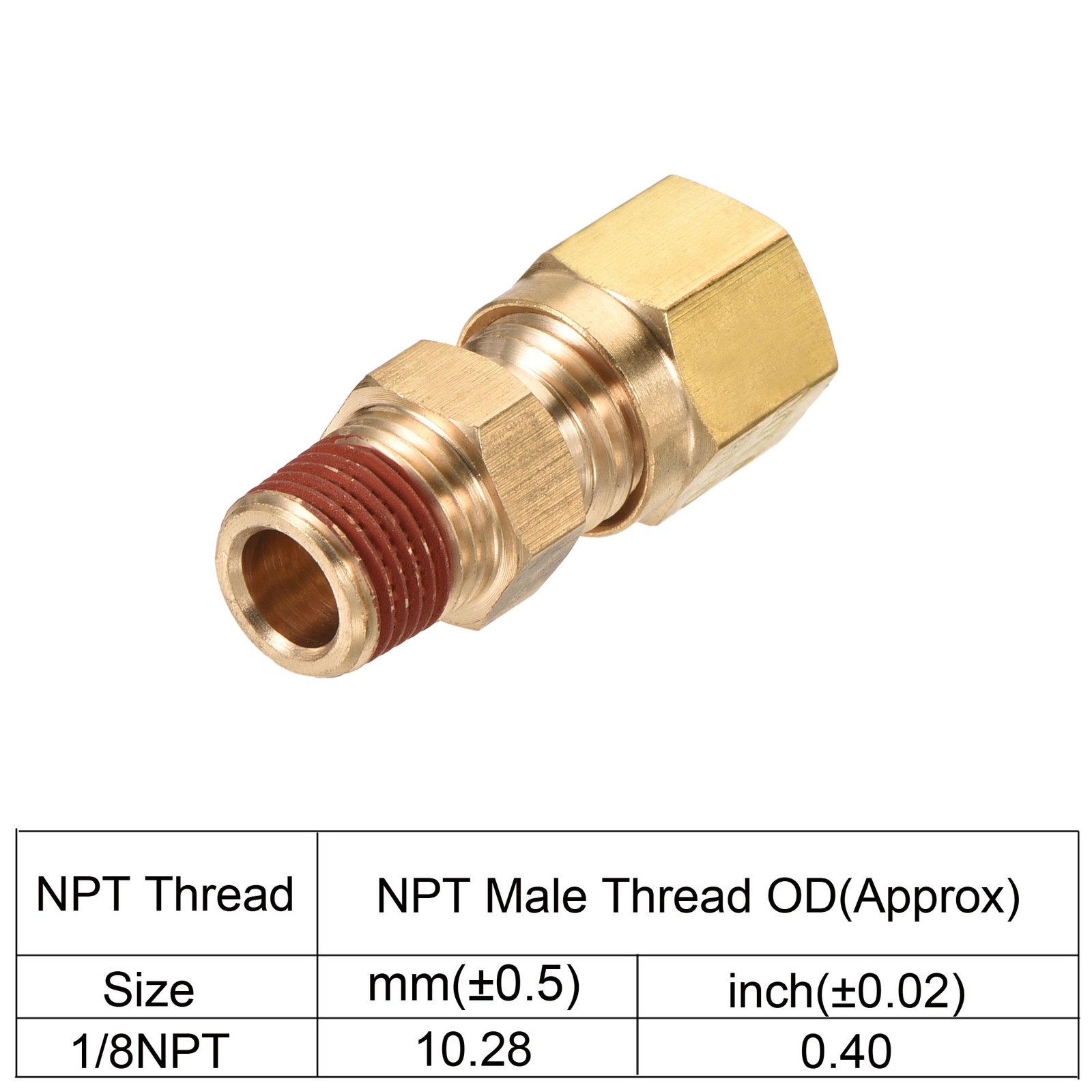 3 Pcs Compression Tube Fitting, Straight Coupling Adapter(Silver,1/8NPT x 1/4)