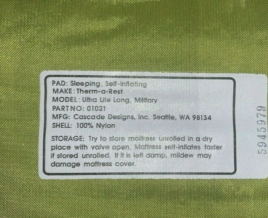 USGI Surplus Self-Inflating Sleeping Mat/Pad OD Green or Grey