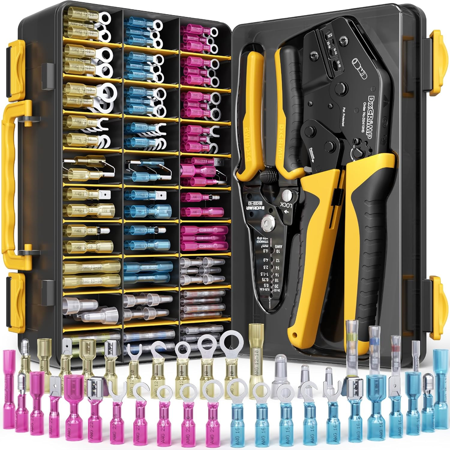 Crimping Tool Kit with Heat Shrink Connectors - 40 Types Heat Shrink & Solder Co