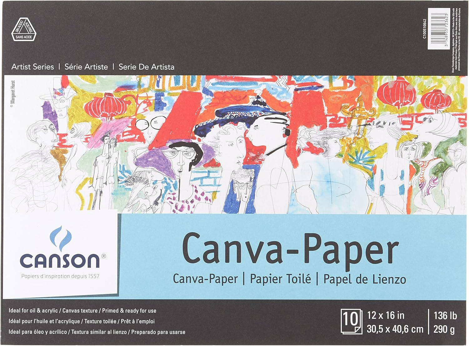 Foundation Series Canva-Paper Pad, 12" X 16", Fold-Over Cover, 10 Sheets (100510