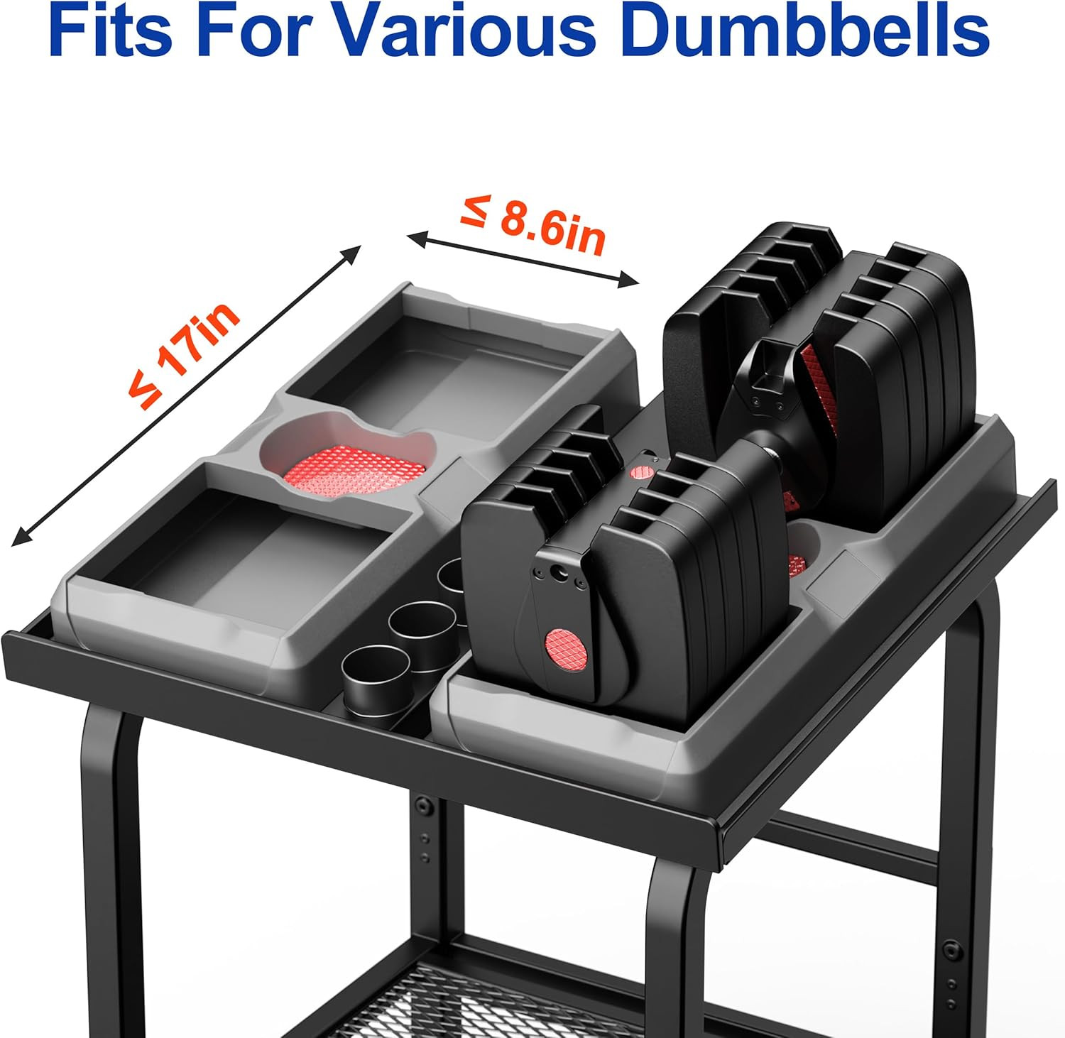 Adjustable Dumbbell Rack with Wheels, 500 lbs Capacity (Rack Only)