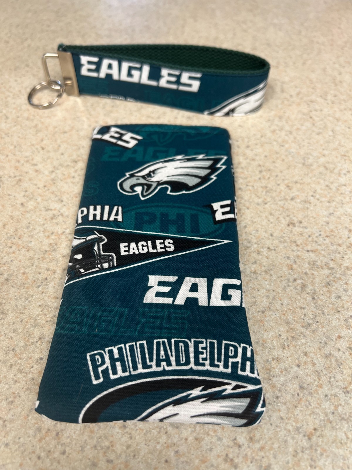 Sunglass Case & Key Fob Set - Philadelphia Eagles on Green - Free Shipping