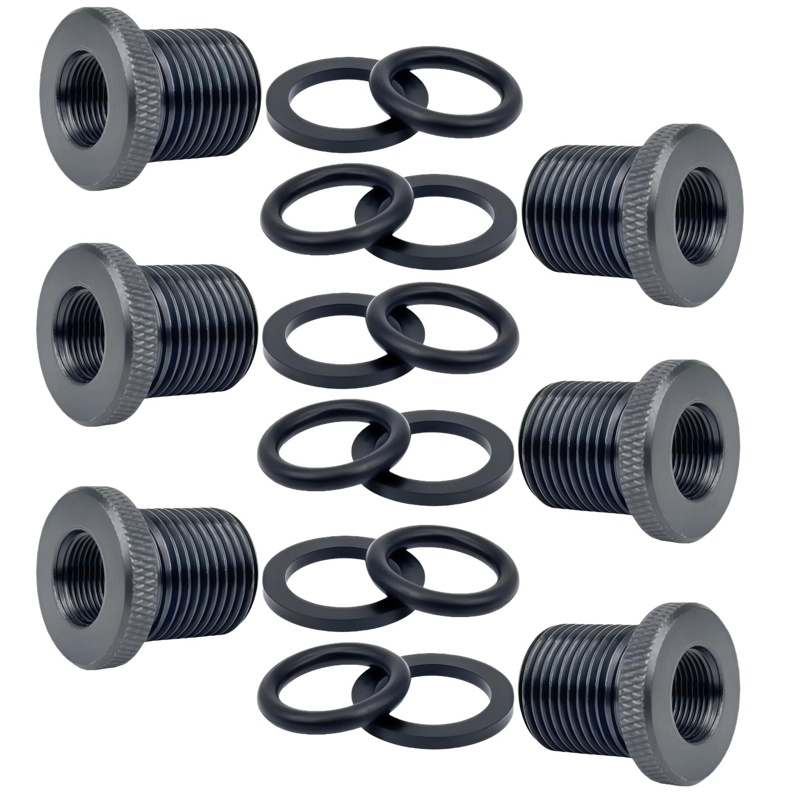 6Pack Thread Protector and Washers，1/2x28 to 3/4x16 Steel Thread Protector（Bl...