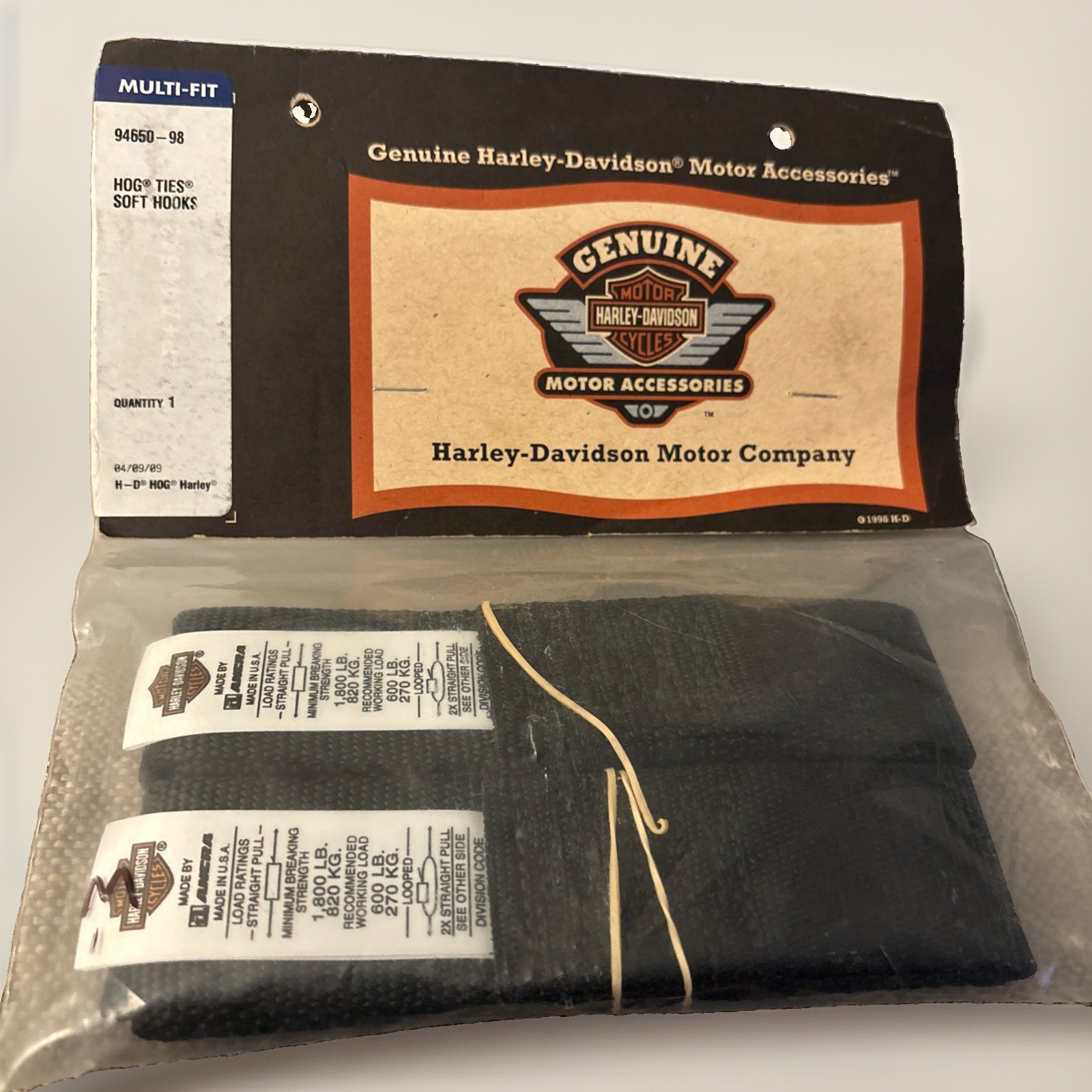 Harley-Davidson Hog Ties Soft Hooks Tie-Down Straps 94650-98 OEM