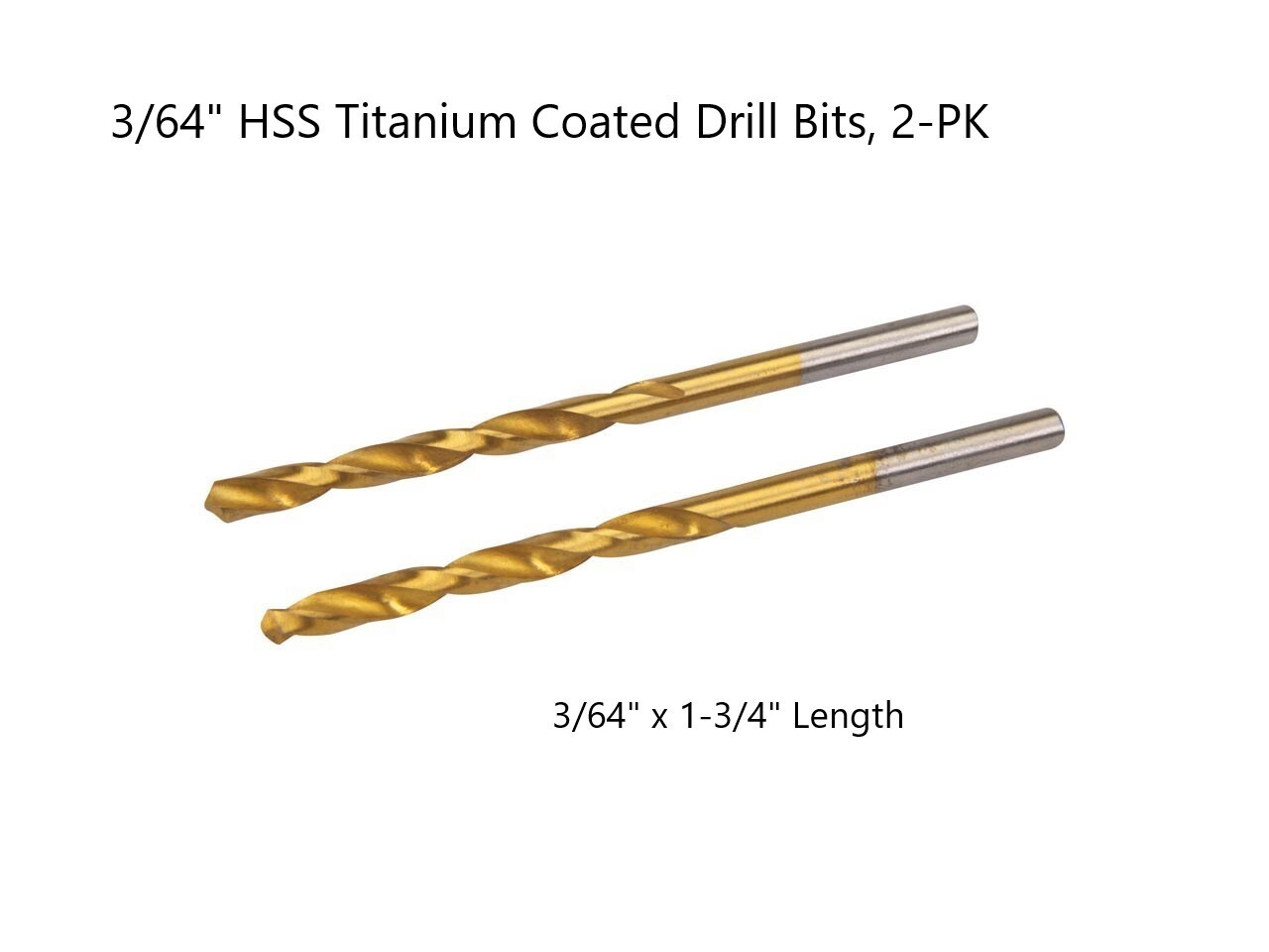 3/64" Drill Bits - 2-PK - Titanium Coated HSS Steel - High-Quality - Ships Free!