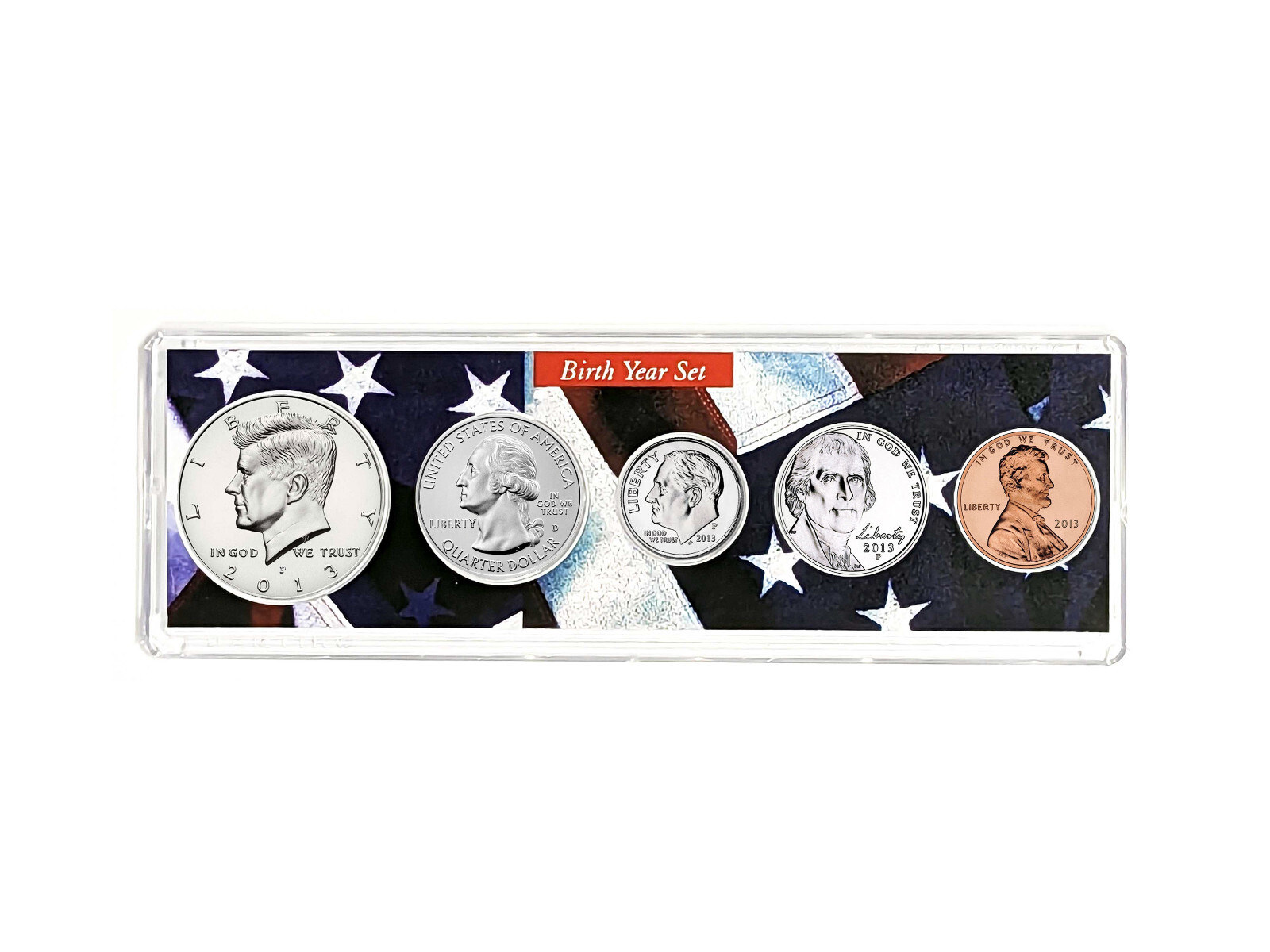 2013 Birth Year Coin Set in American Flag Holder - 5 Coin Set