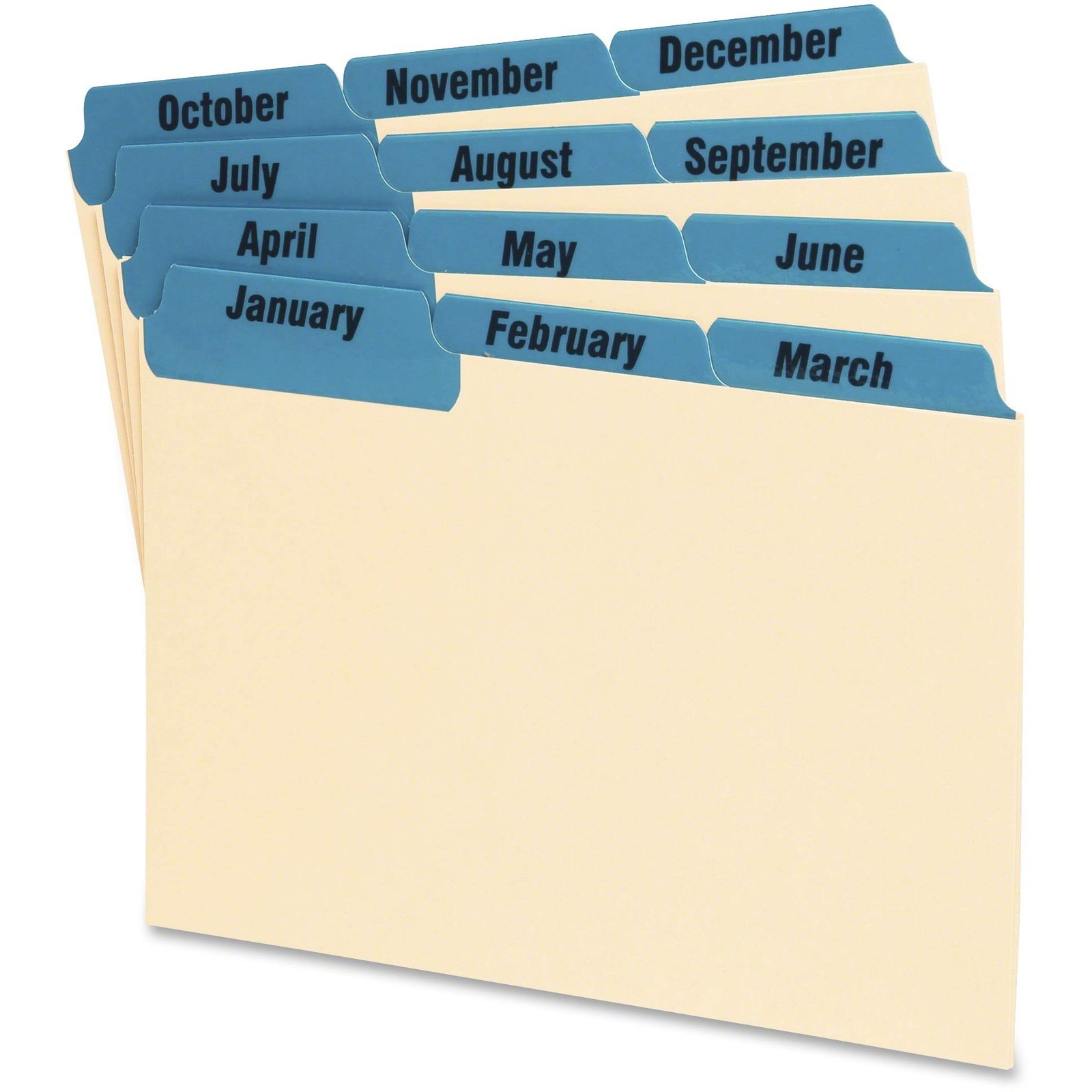 04613 Laminated Tab Index Card Guides, Monthly, 1/3 Tab, Manila, 4 x 6, 12/Se...