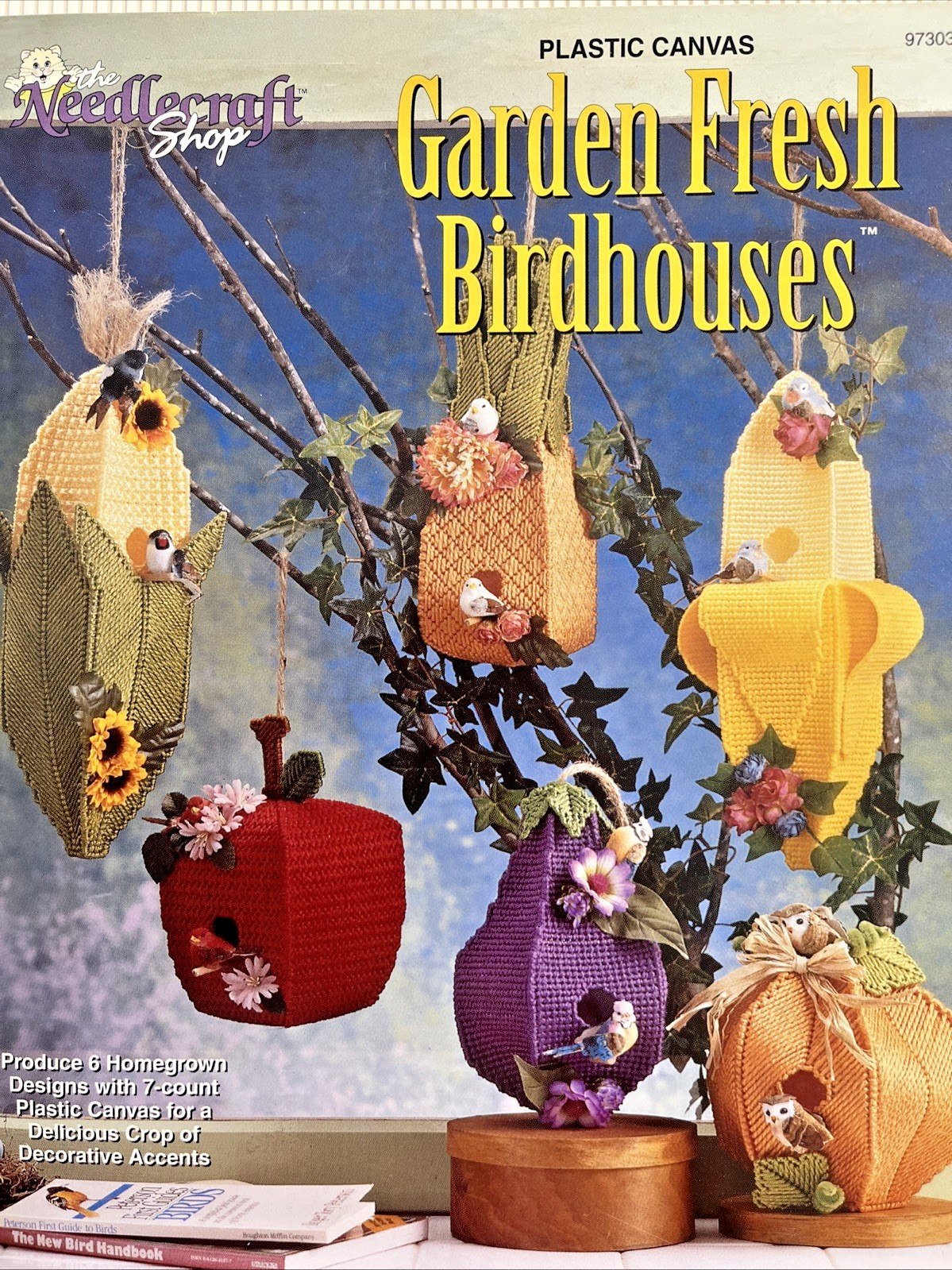 Needlecraft Shop 973032 GARDEN FRESH BIRDHOUSES plastic canvas 10pg booklet 1997