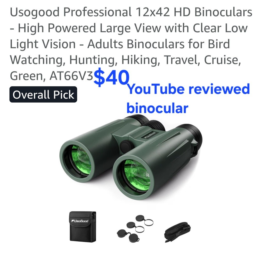 Usogood Professional 12x42 HD Binoculars - Adults Binoculars for Bird Watching