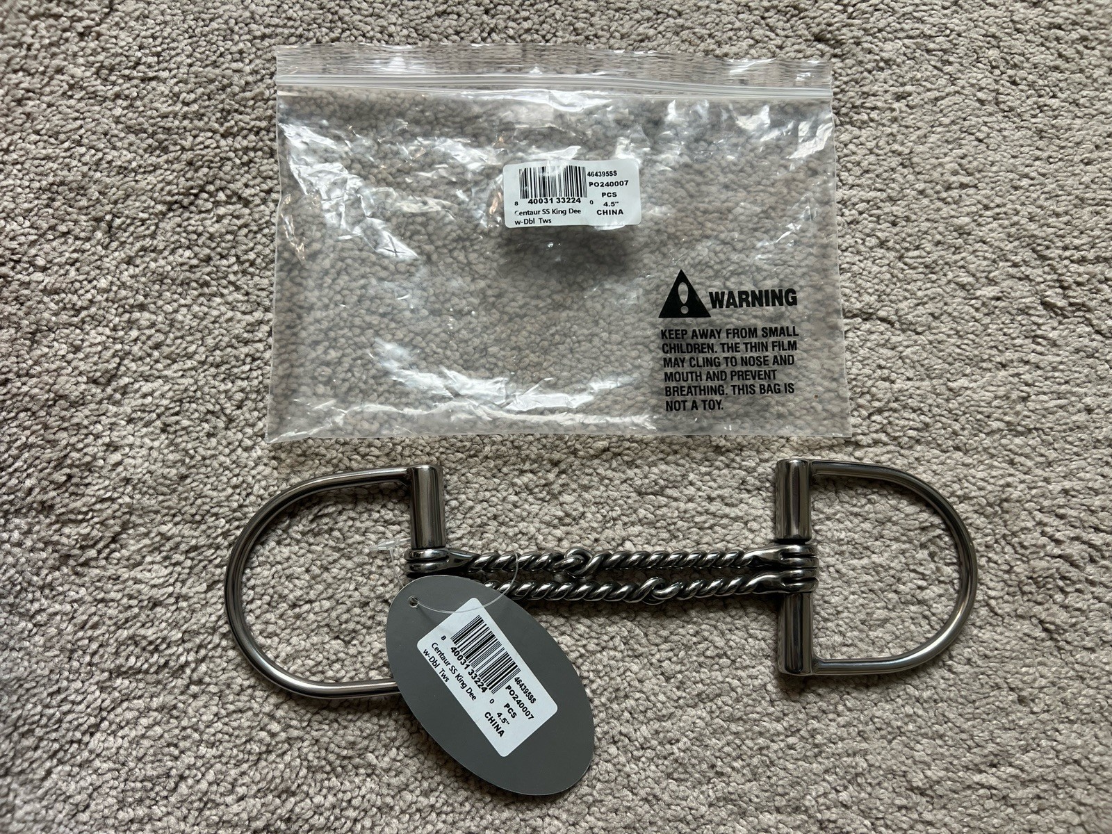 4.5” Centaur SS King Dee Double Twist Horse Bit New With Tags