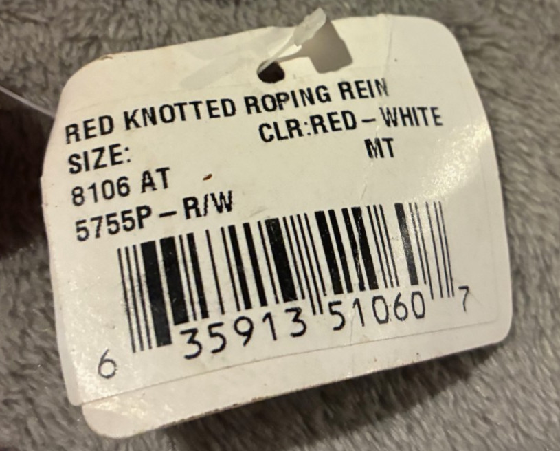 NEW RED & WHITE BRAIDED BARREL REINS 8'