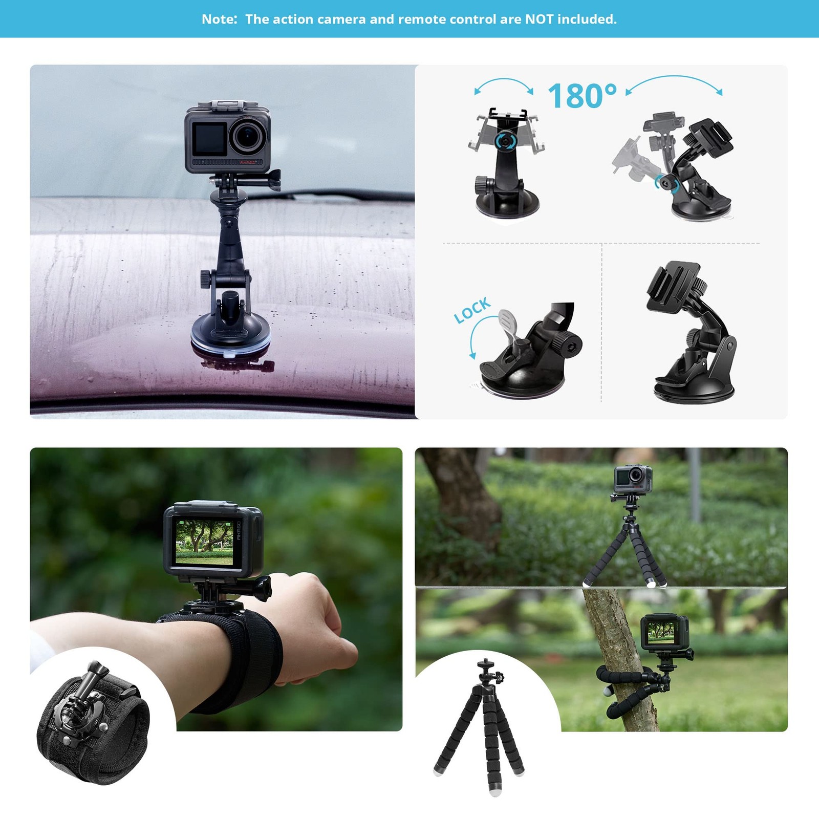 AKASO 60 in 1 Action Camera Accessories Kit Compatible with Black
